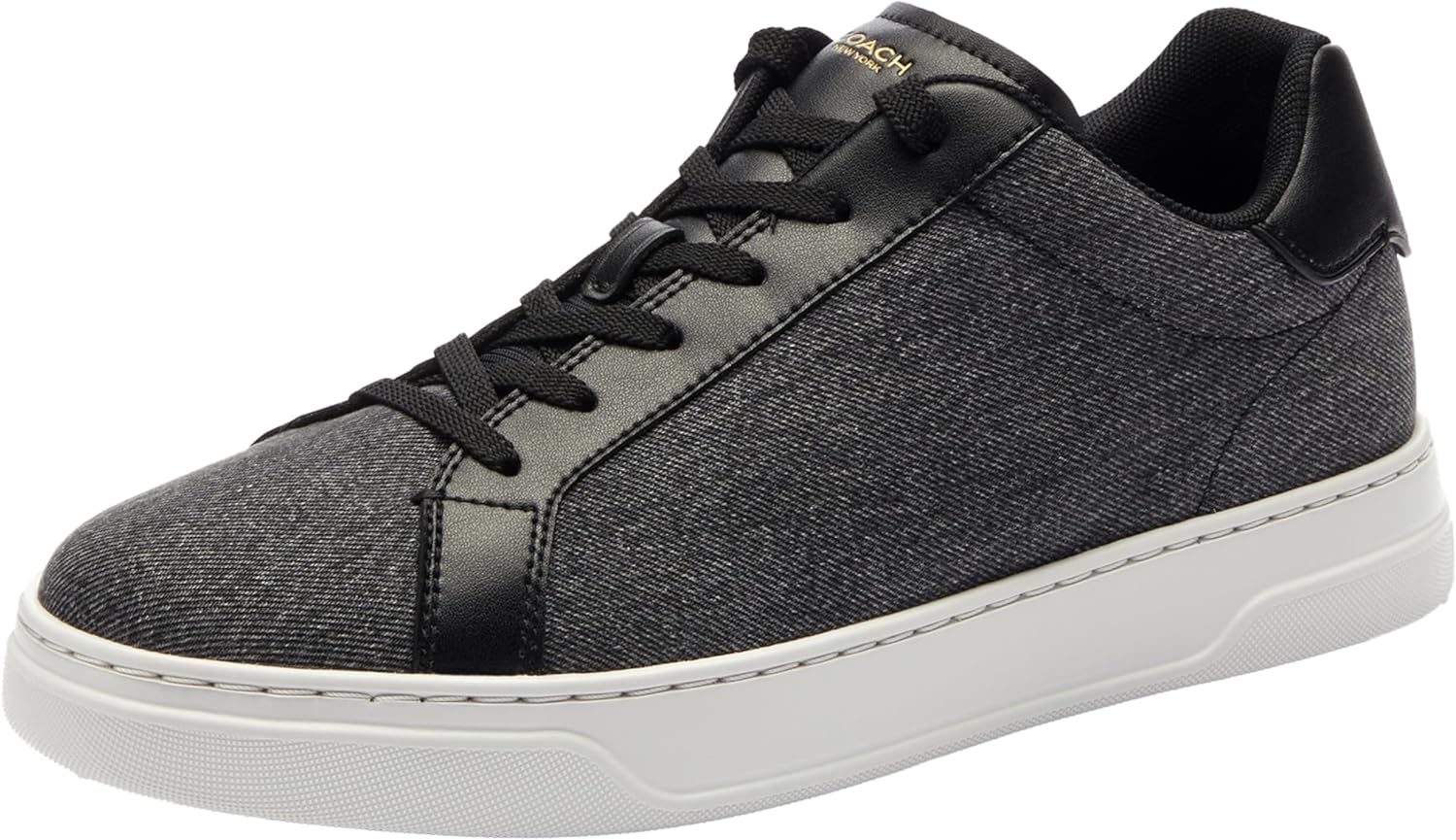 COACH Men's Denim High Line Sneaker, Charcoal/Black 8