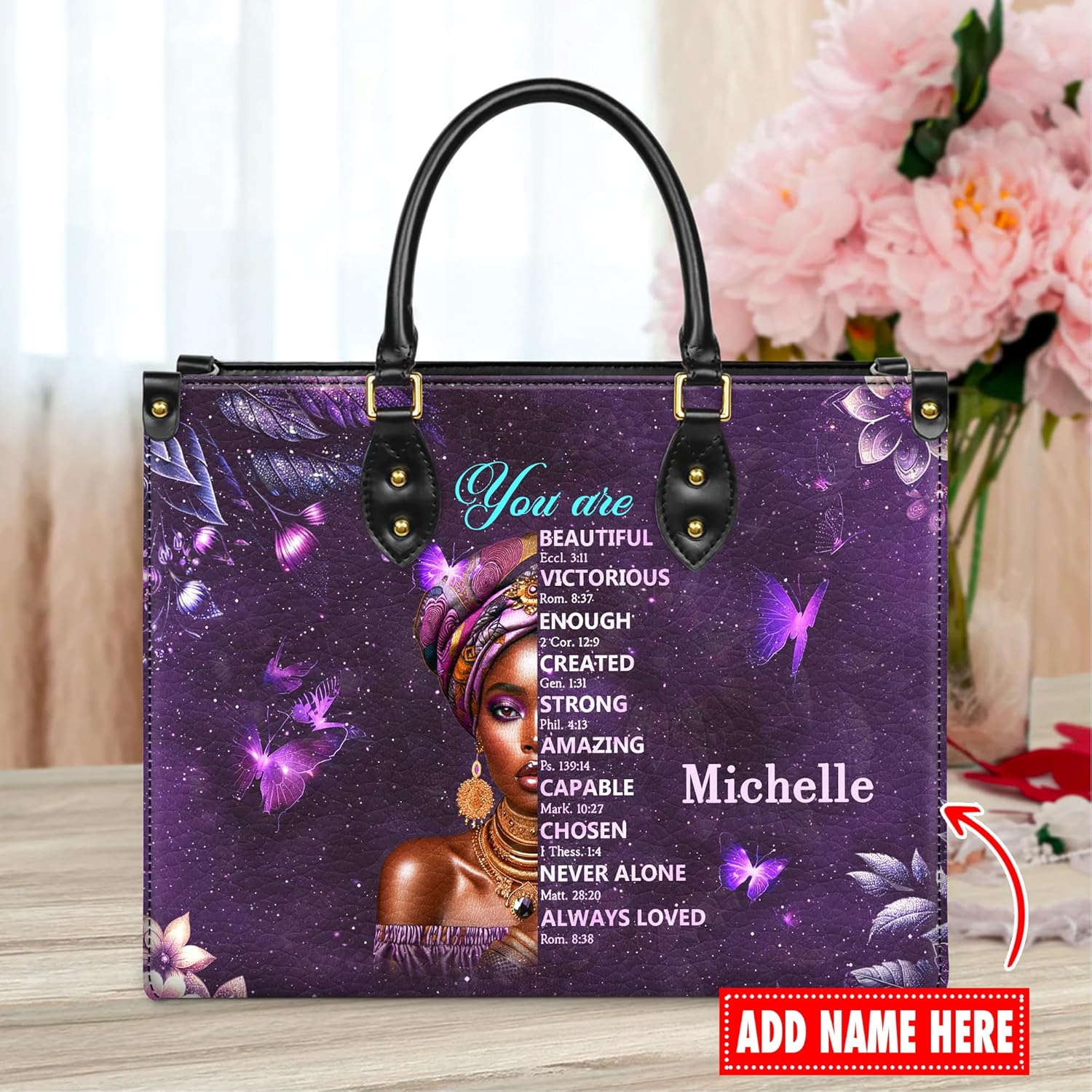 Personalized Leather Handbag for African American Woman, Custom Purses For Black Women, Mother's Day Gifts for Mom - Image 3
