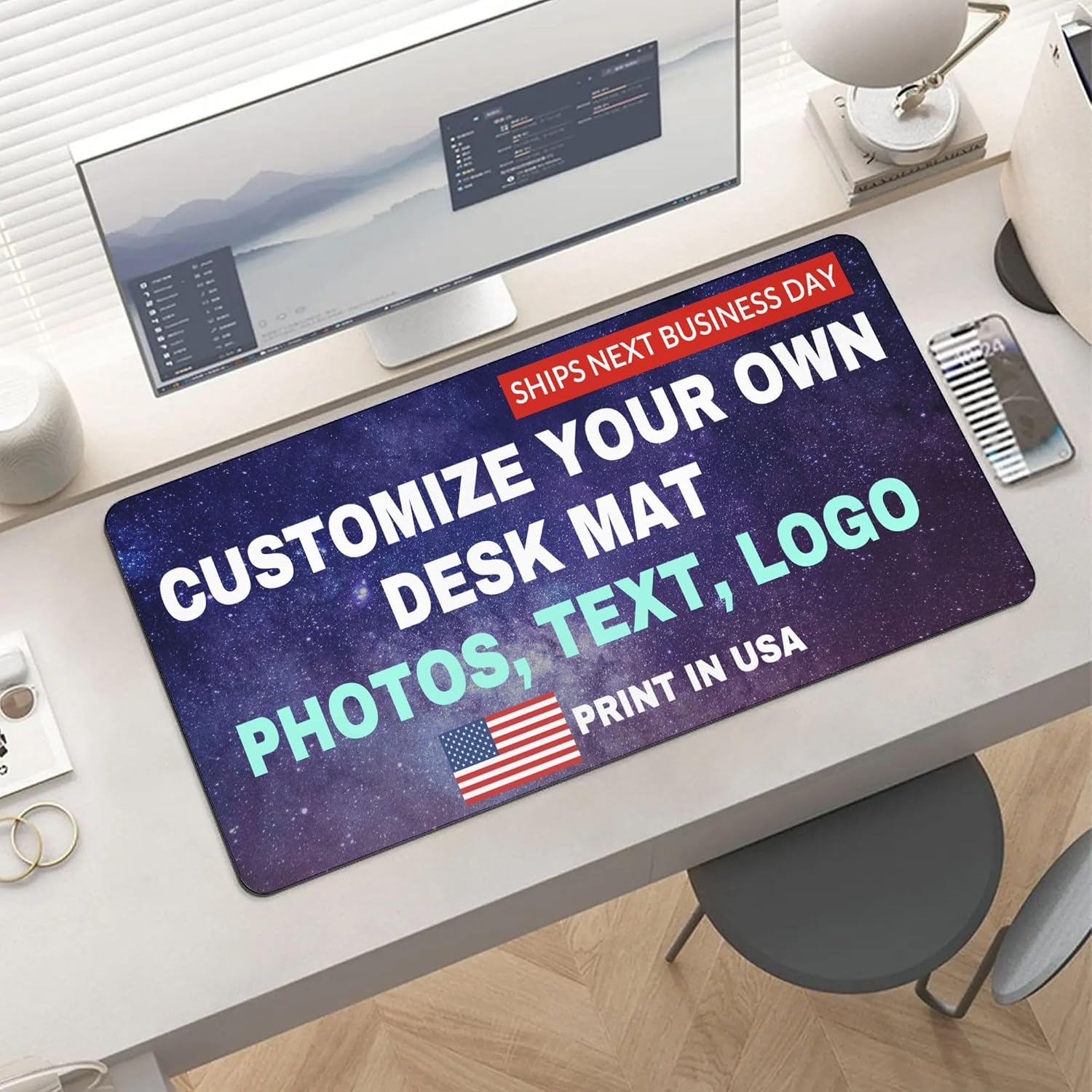 OHORTEB Custom Desk Mat with Photo, Personalized Image Text Laptop Mouse Pad, Customized Non-Slip Waterproof Desk Writing Pad for Office Home, Print in USA (1 Photo, 15.7‘’x35.4‘’ (40x90cm))