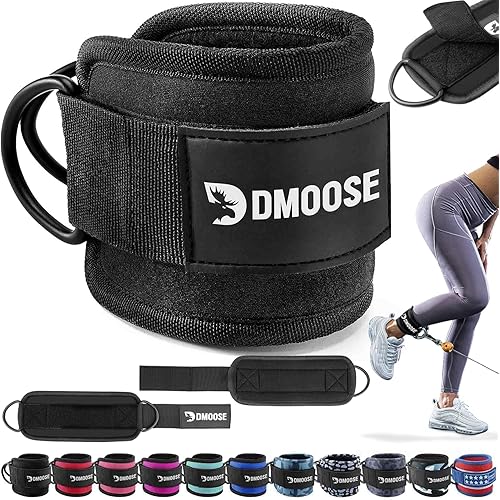 DMoose Fitness Ankle Strap for Cable Machine - One Size Fit with Premium Padding Cuffs, Ankle Bands for Working Out, Booty Workouts, Leg Extension, Hip Abductors, Kickbacks & Lower Body Exercises