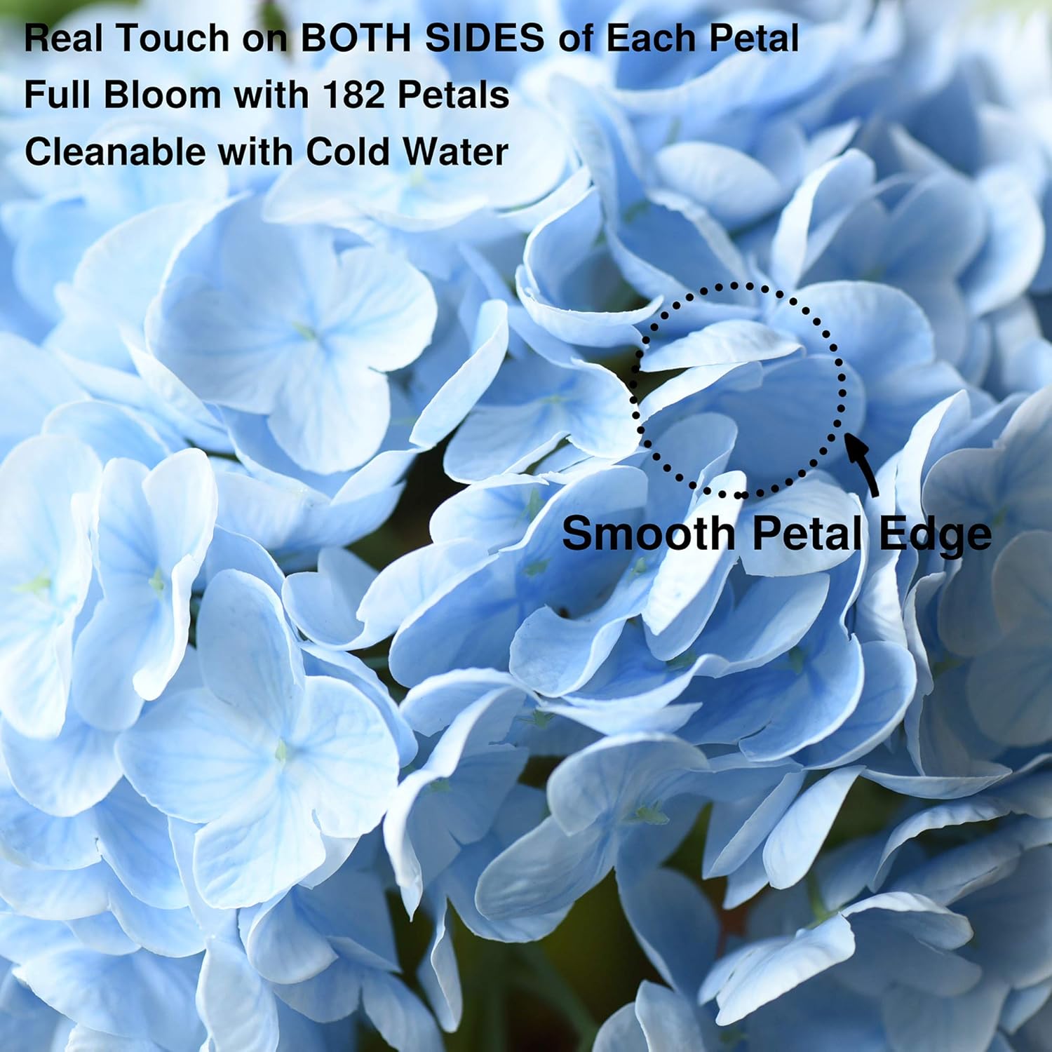 FiveSeasonStuff Real Touch Silk Hydrangea Flowers, 2 Large Long Stem Artificial Flowers for Floral Arrangements (Heavenly Blue)