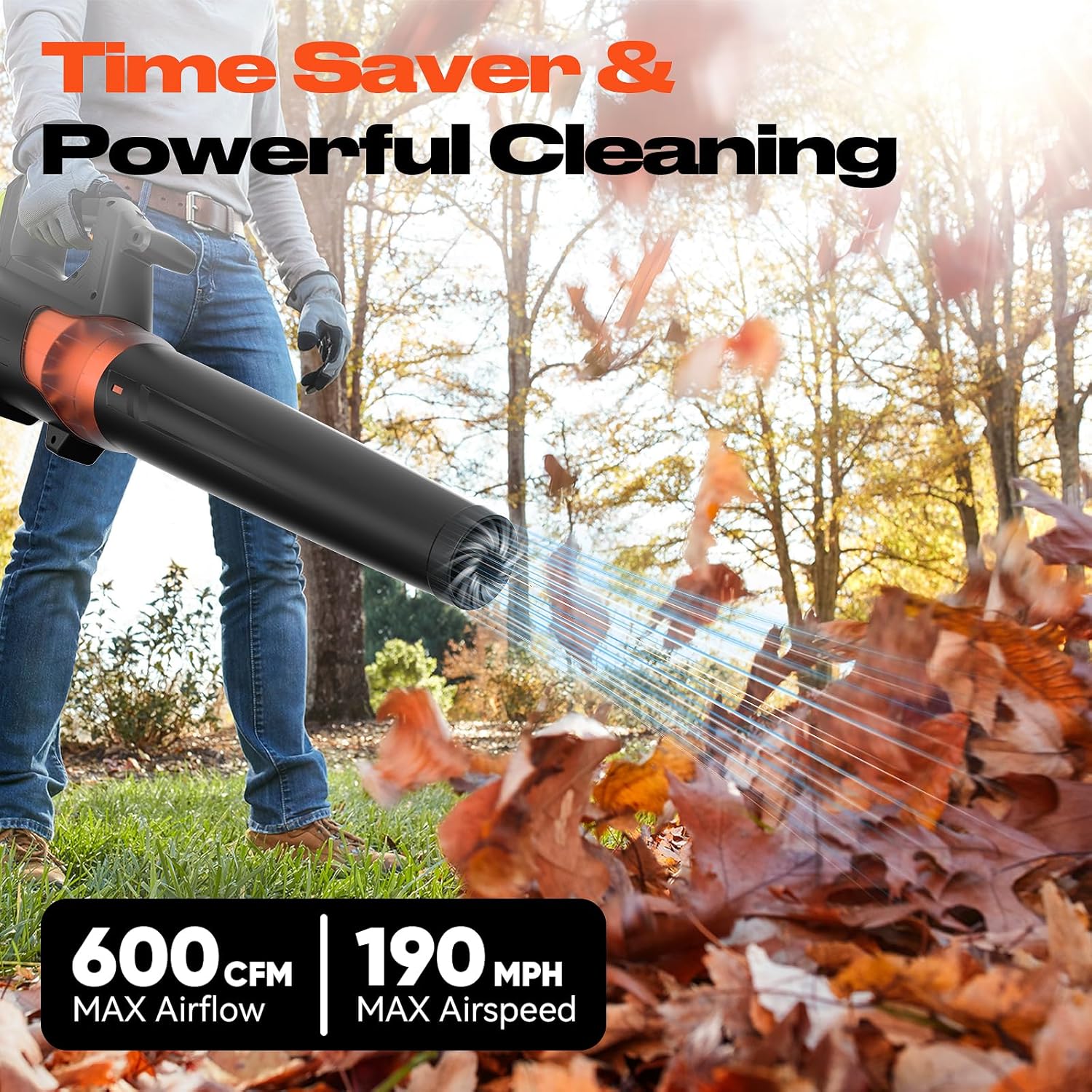 FLORA GUARD Cordless Leaf Blower Compatible with Dewalt 20V Max Battery, 600 CFM/190MPH, Brushless Motor, 6 Speed Modes, Lightweight Electric Leaf Blower for Patio, Lawn Care, Yard (Tool Only)
