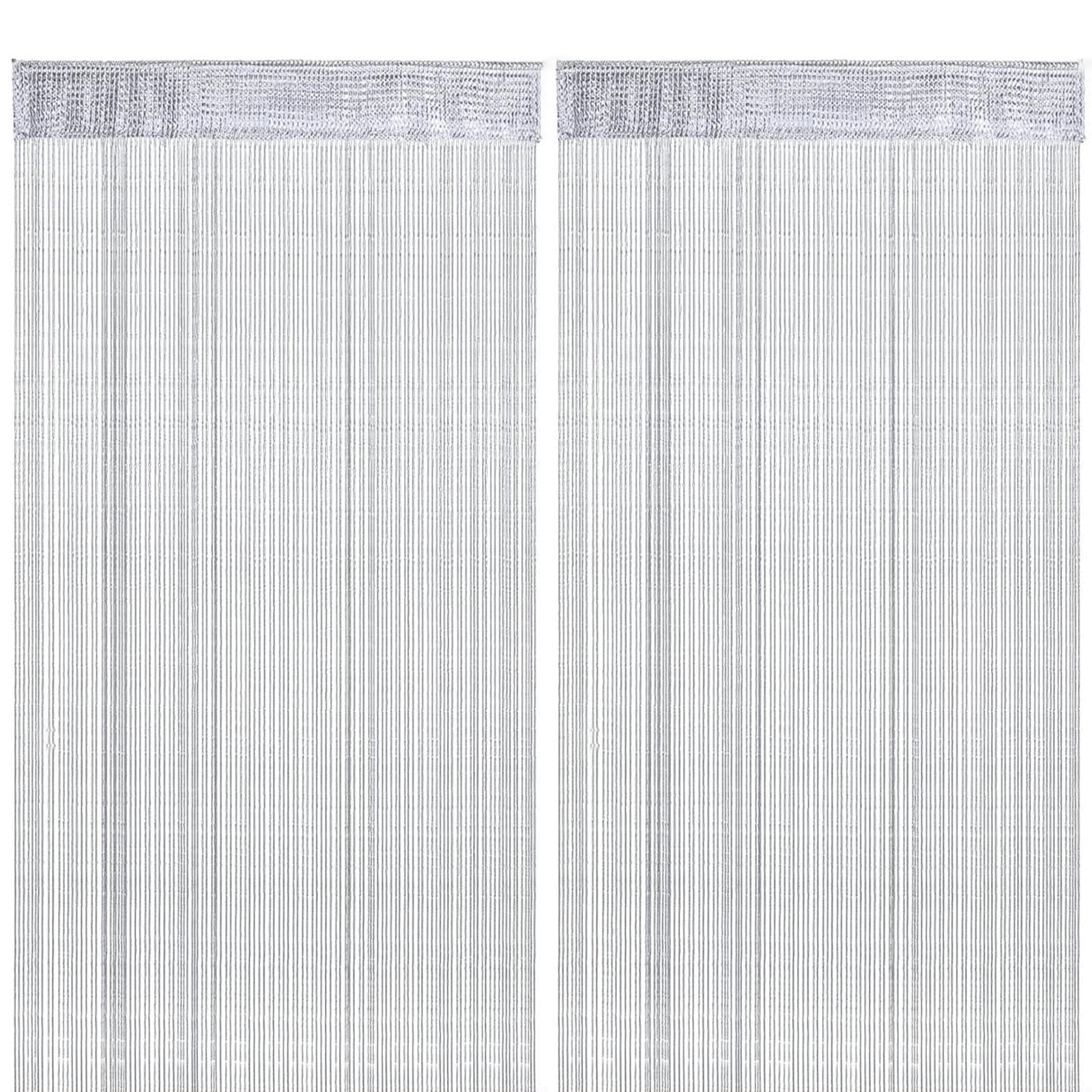 Didiseen 2 Pack String Door Curtain Glitter Beaded 100x200cm (Silver)