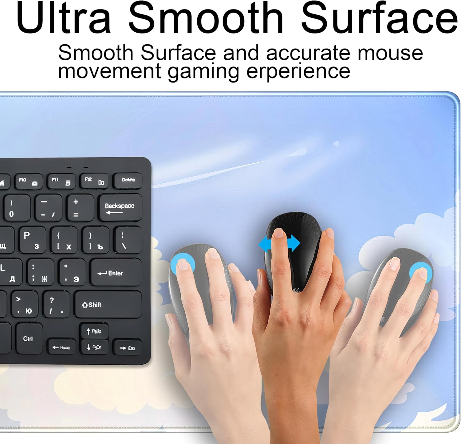 Blue Cloud XXL Large Extended Gaming Mouse Pad Computer Mat Aesthetics Mousepad, Office Decor Desk Pad, Laptop Keyboard and Mouse Mat, Non-Slip Desk Matt with Stitched Edge, 31.5''x15.7'' - Image 5