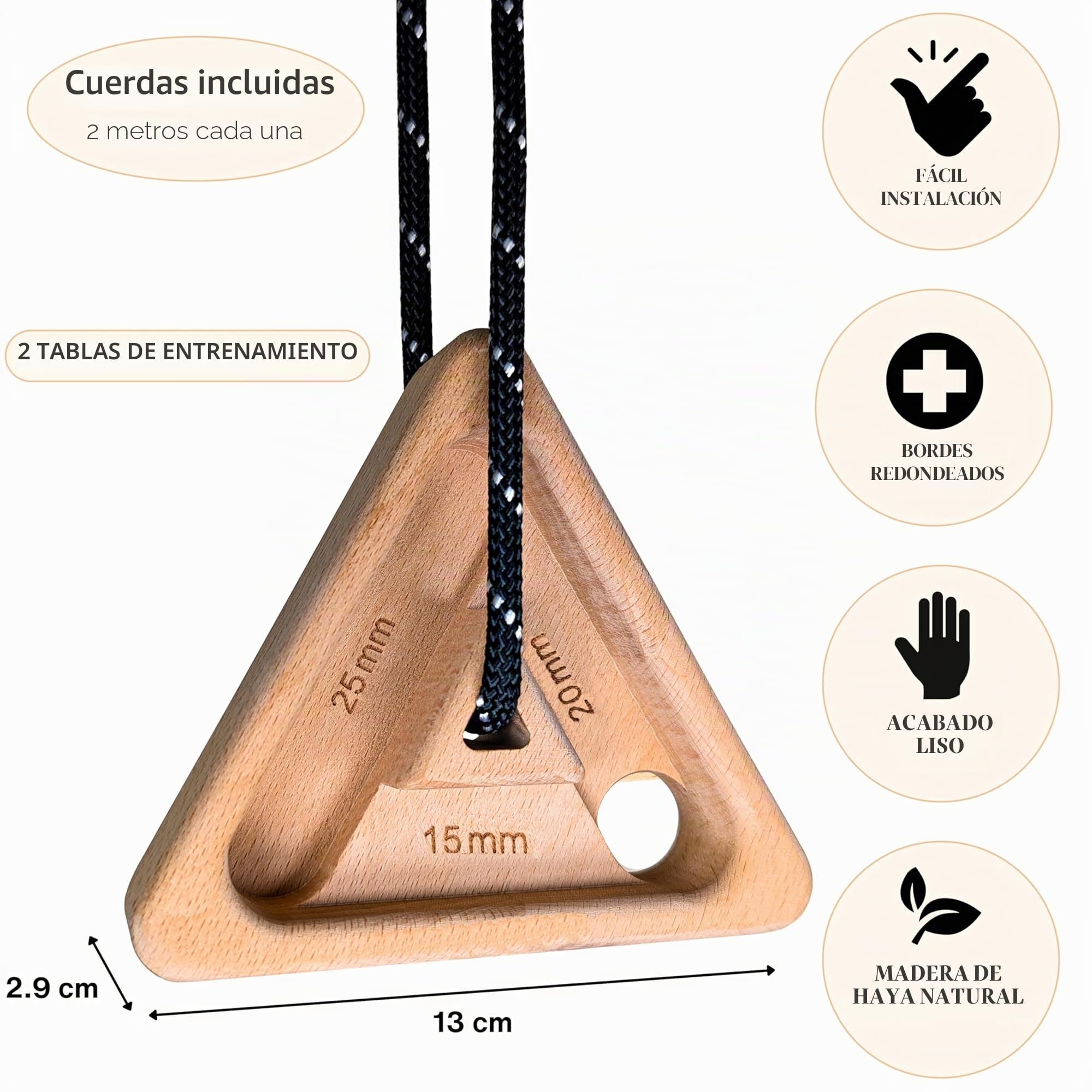 Bellaroca® | Hangboard Escalada Portatiles, Tabla de Madera para Fortalecer el Agarre en Boulder y Escalada en Roca