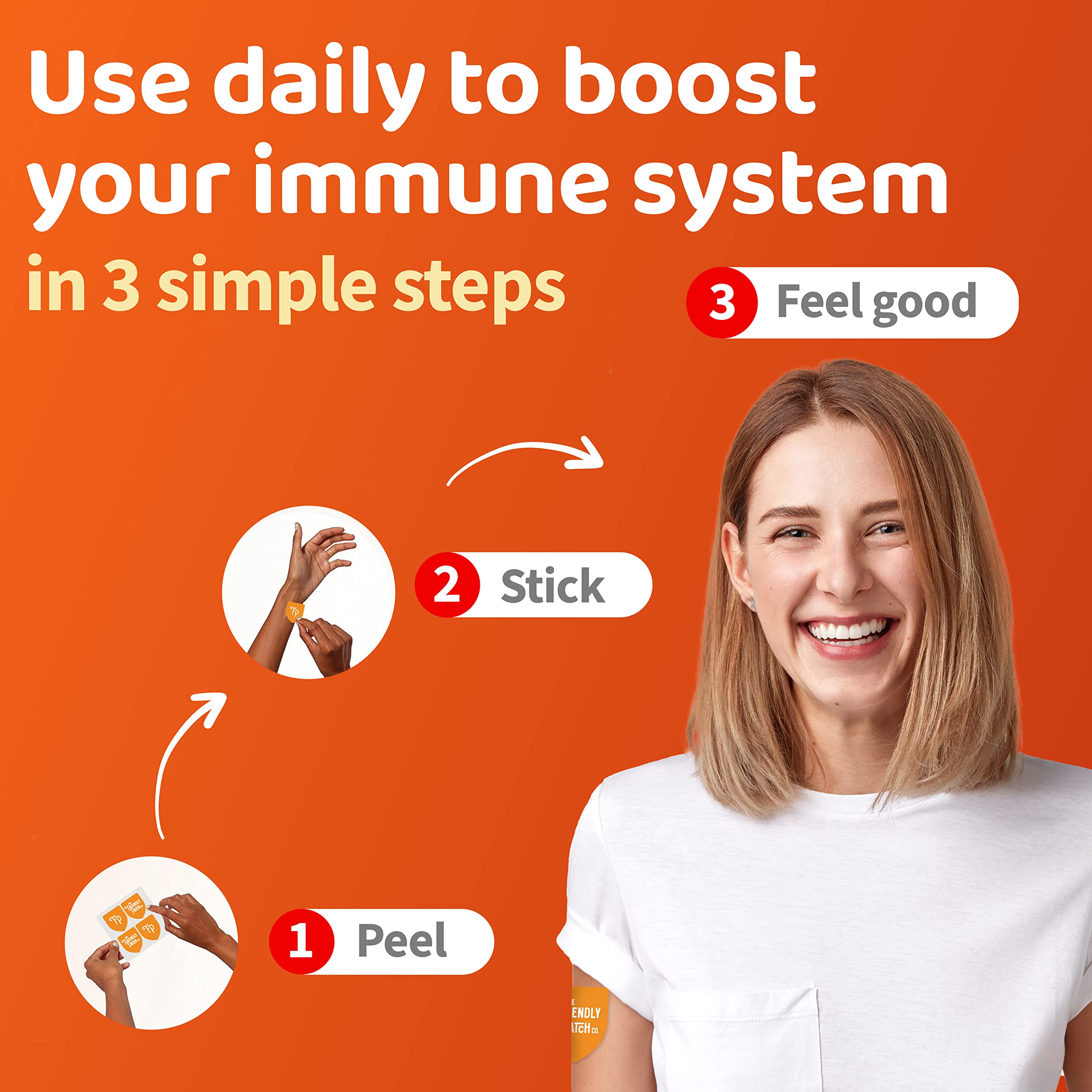 The Friendly Patch Shield Immunity Support Patch | Wearable Immune Boosters for Adults with Vitamin D3, C and Zinc | 28 Immunity Boost Patches — Amazon image 5
