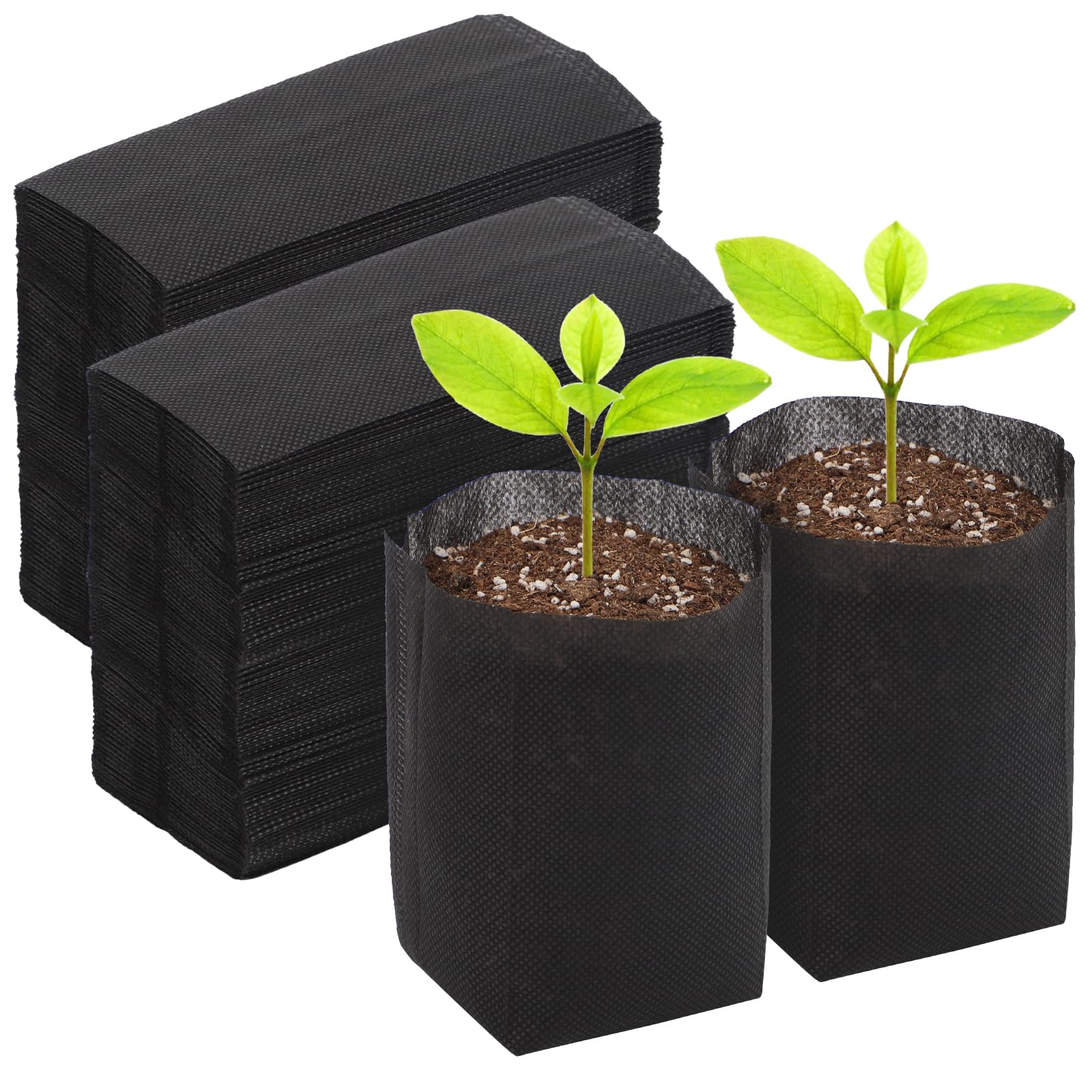 GREANER 200 bolsas de cultivo biodegradables, bolsas de cultivo de tela no tejida, bolsas de vivero para plantar, bolsas de cultivo para semillas, trasplante de suelo, suministro de jardín en casa