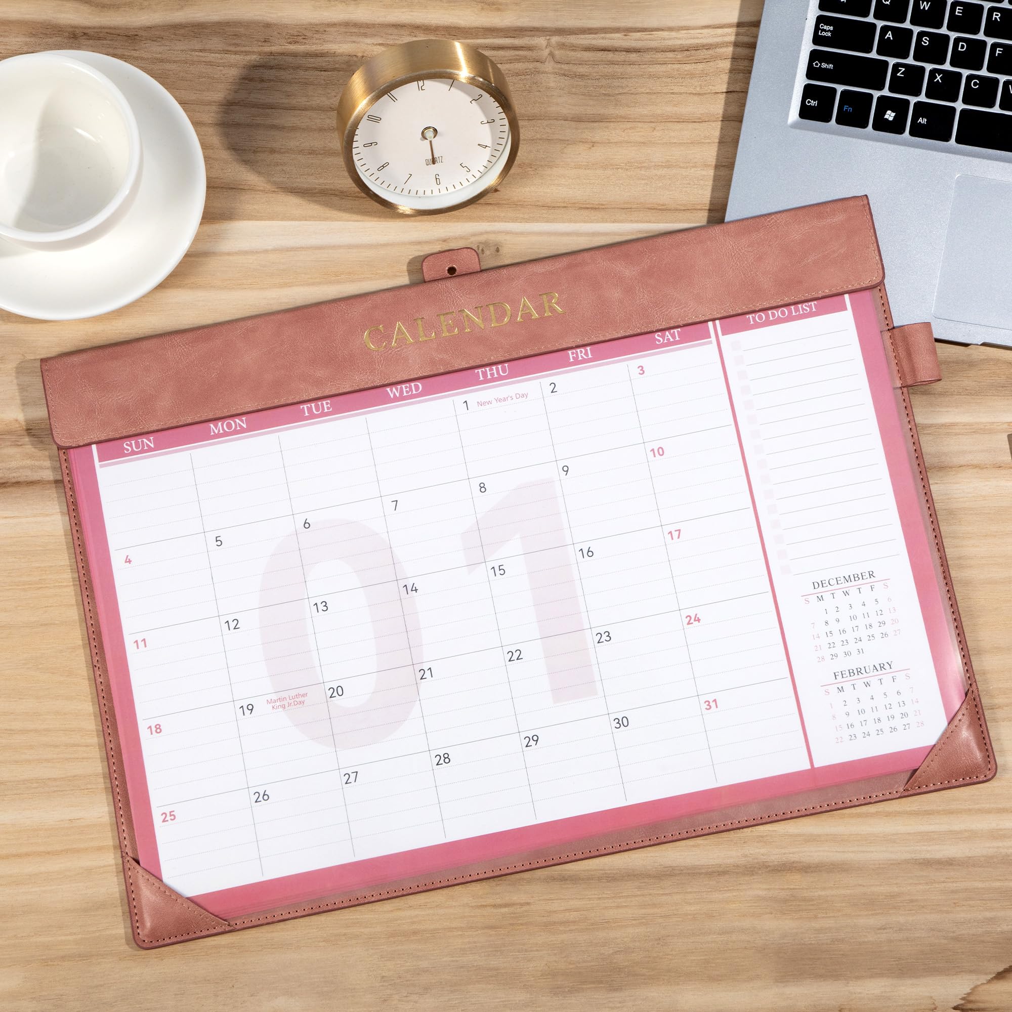 Yoment Recharge pour calendrier 2026-2027 (janvier 2026 à décembre 2027) Grand agenda mensuel 43,2 x 30,5 cm avec housse de protection 18 mois Rose