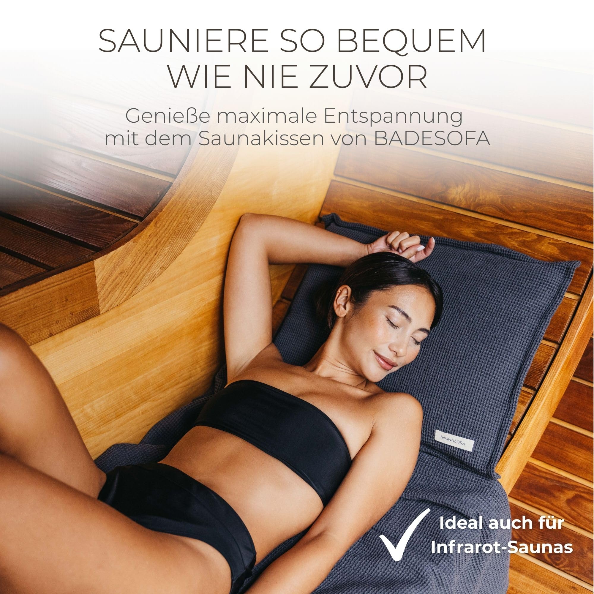 SAUNASOFA Sauna Set - Kissen 40x50 cm & Handtuch 100x200 cm aus Baumwolle - Waschbar & hitzebeständig - Wellness Zubehör für Sauna & Infrarotkabine - Geschenk-Idee für Saunagänger in Anthrazit
