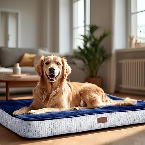 Miniatura 11 de Deconovo Cama ortopédica para perros con diseño de alfombrilla antideslizante, funda extraíble y lavable, colchón de espuma para mascotas, colchón