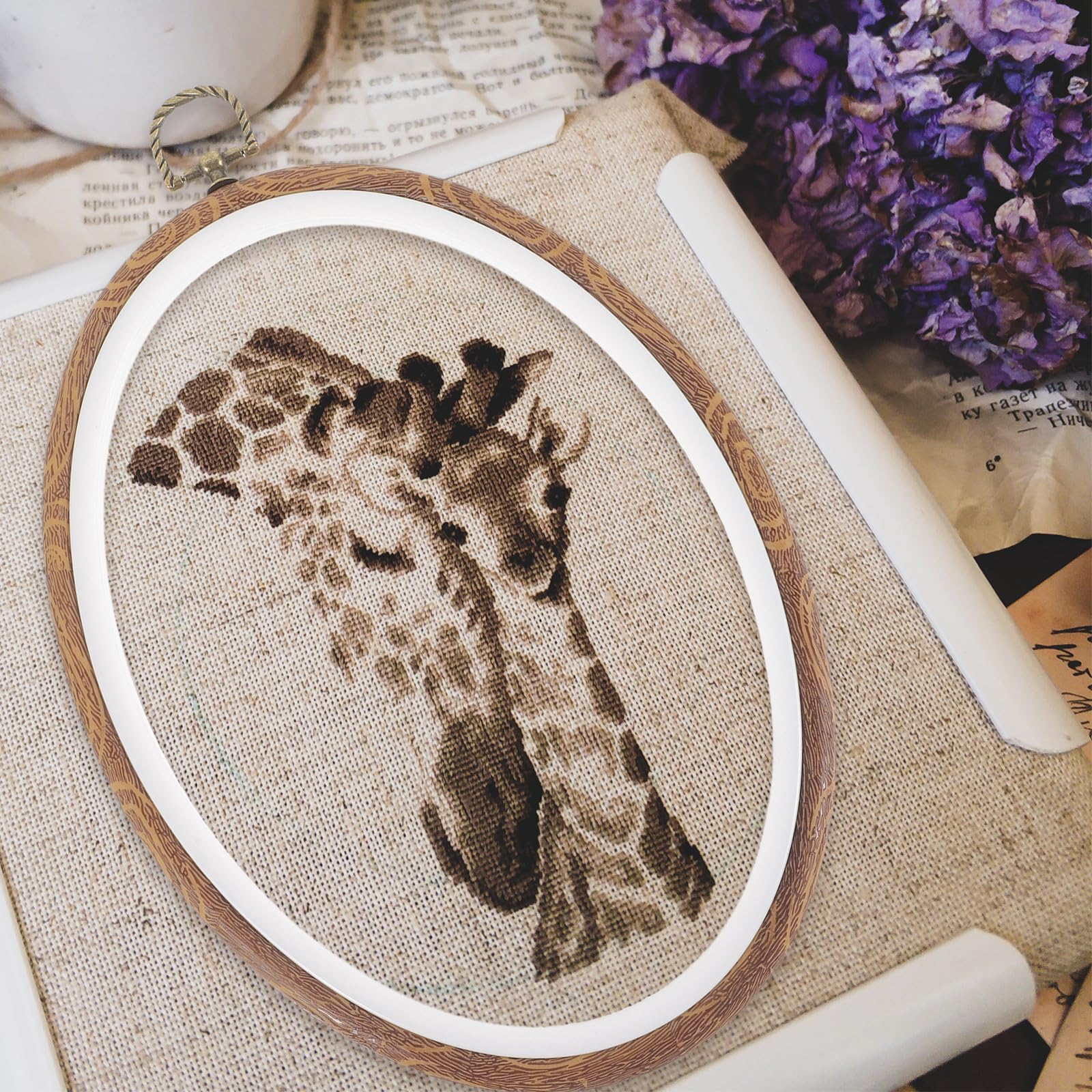 LOLIPPYY 4 Aros Elípticos de Plástico para Bordado Diy, Círculo para Punto de Cruz, Decoración de Pared y Exhibición de Bordado, Ideales para Principiantes