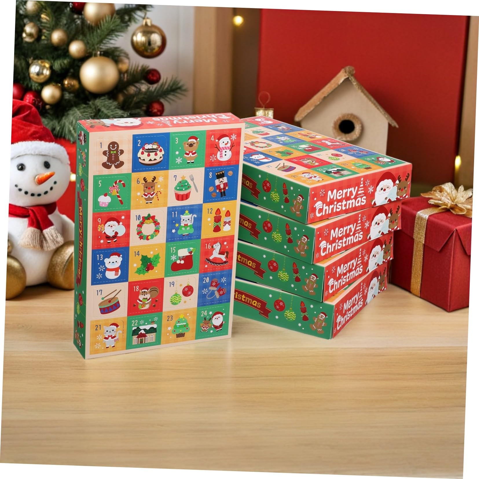 VILLFUL 15 Piezas Caja Calendario de Adviento Navideño de Papel Ligero Compartimentos Vacíos para Dulces y Regalos DIY para Actividades Familiares y Decoración Festiva
