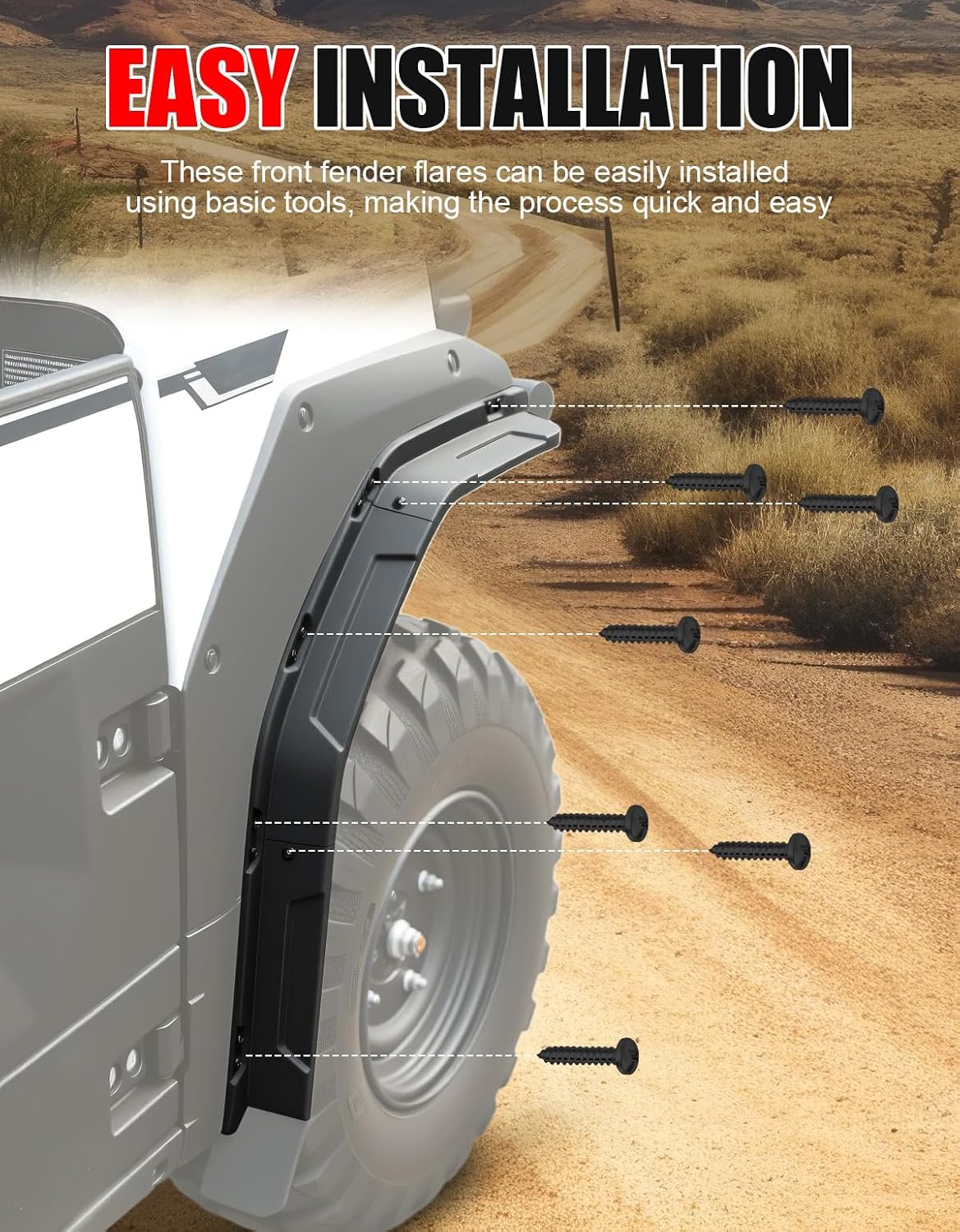 Front Fender Flares for Kawasaki Mule Pro FXT FX DX DXT FXR 15-25, Extended Front Mud Flaps UTV Combined Mud Guards Extension for Kawasaki Mule Pro FXT FX DX DXT FXR 2015-2025 Accessories