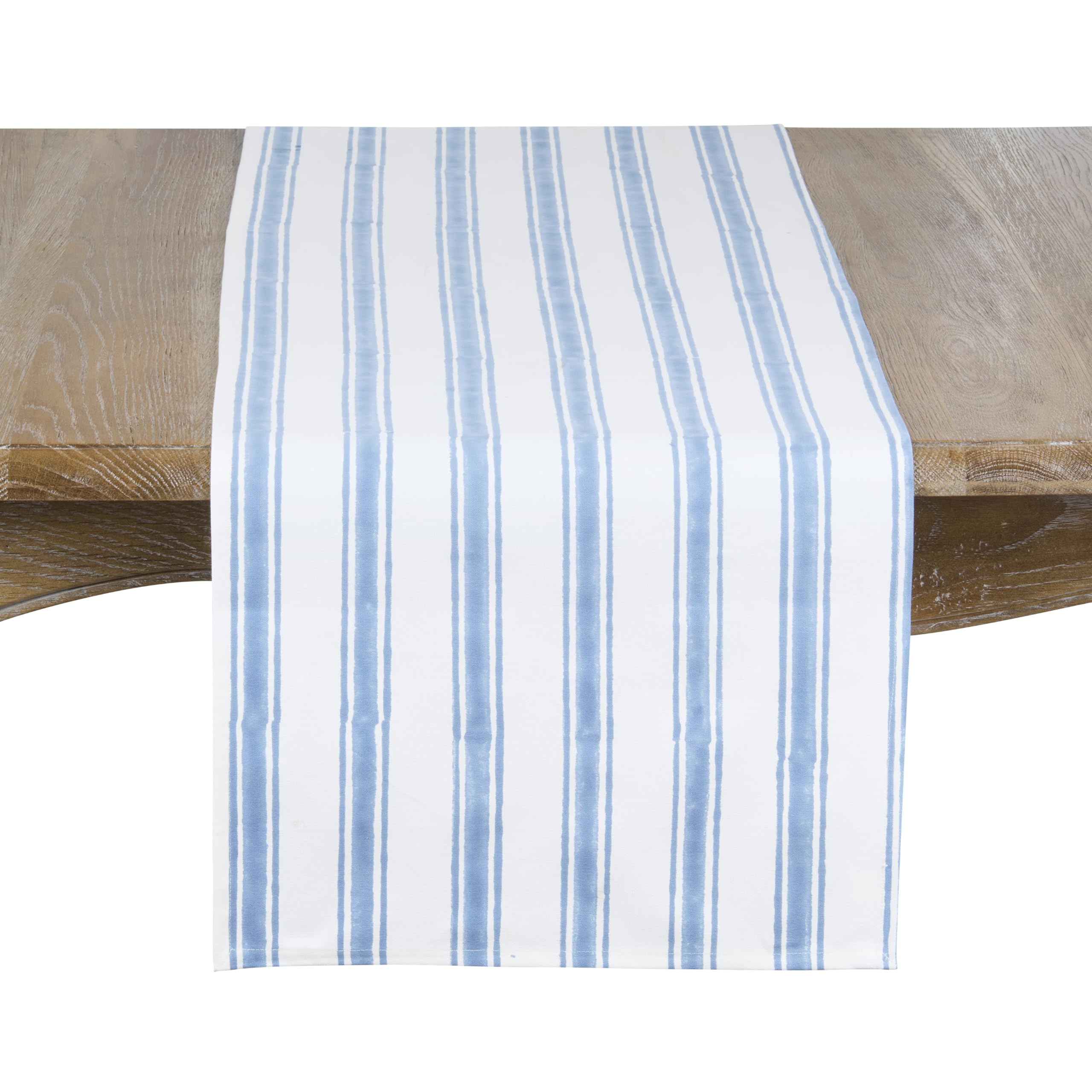 SARO LIFESTYLE Watercolor Stripe Table Runner - Decorative Cotton Table Runner for Farmhouse Dining Tables, Coastal Tablescapes, Casual Entertaining, and Everyday Home Décor, 16"x72", Blue