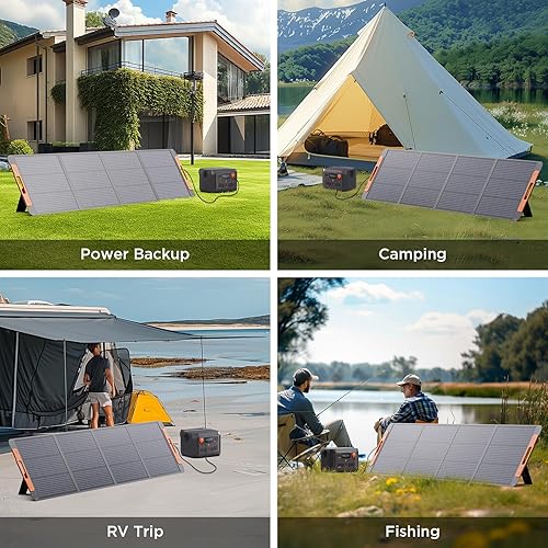 Miniatura 8 de Panel solar portátil de 200 vatios mejorado con guía de ángulo solar, cargador solar plegable de 20 V para central eléctrica, 23.5% de alta