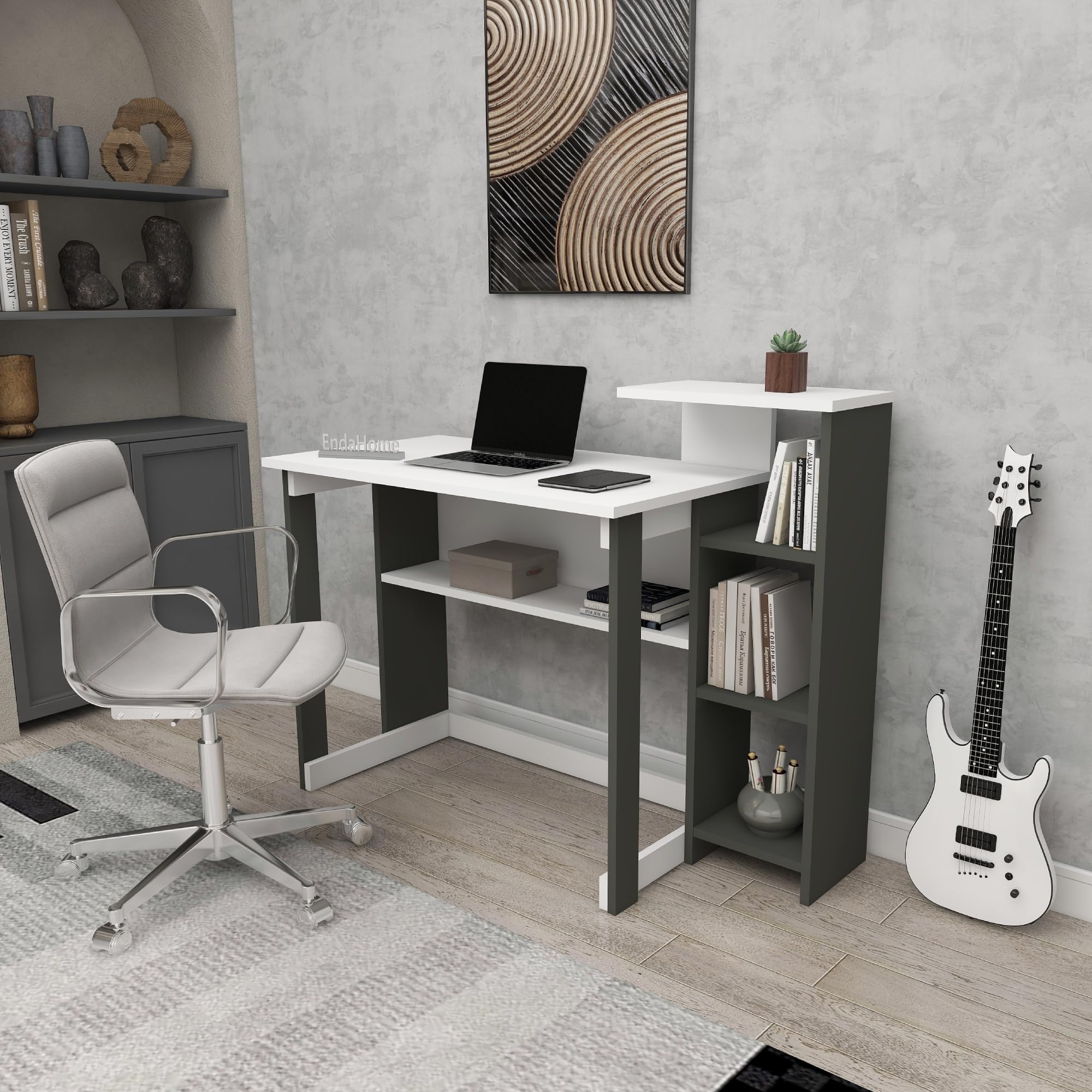 SAYE 5 Raflı Kitaplıklı Çalışma Masası (Antrasit