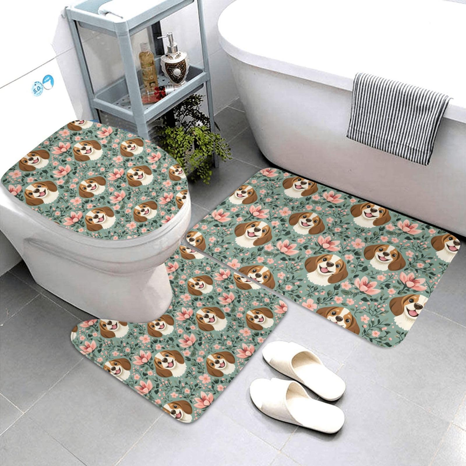 Tapis de salle de bain doux pour sortie de baignoire et contour de toilettes en forme de U