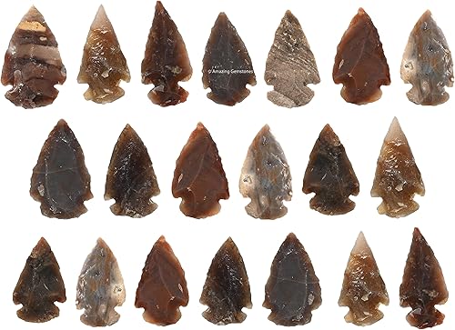 Miniatura 5 de Amazing Gemstone 20 piezas de punta de flecha de jaspe de lujo a granel, cristal y piedra curativa Flint Rock Flint Rock Flint Head - 1 a 1.5 puntas