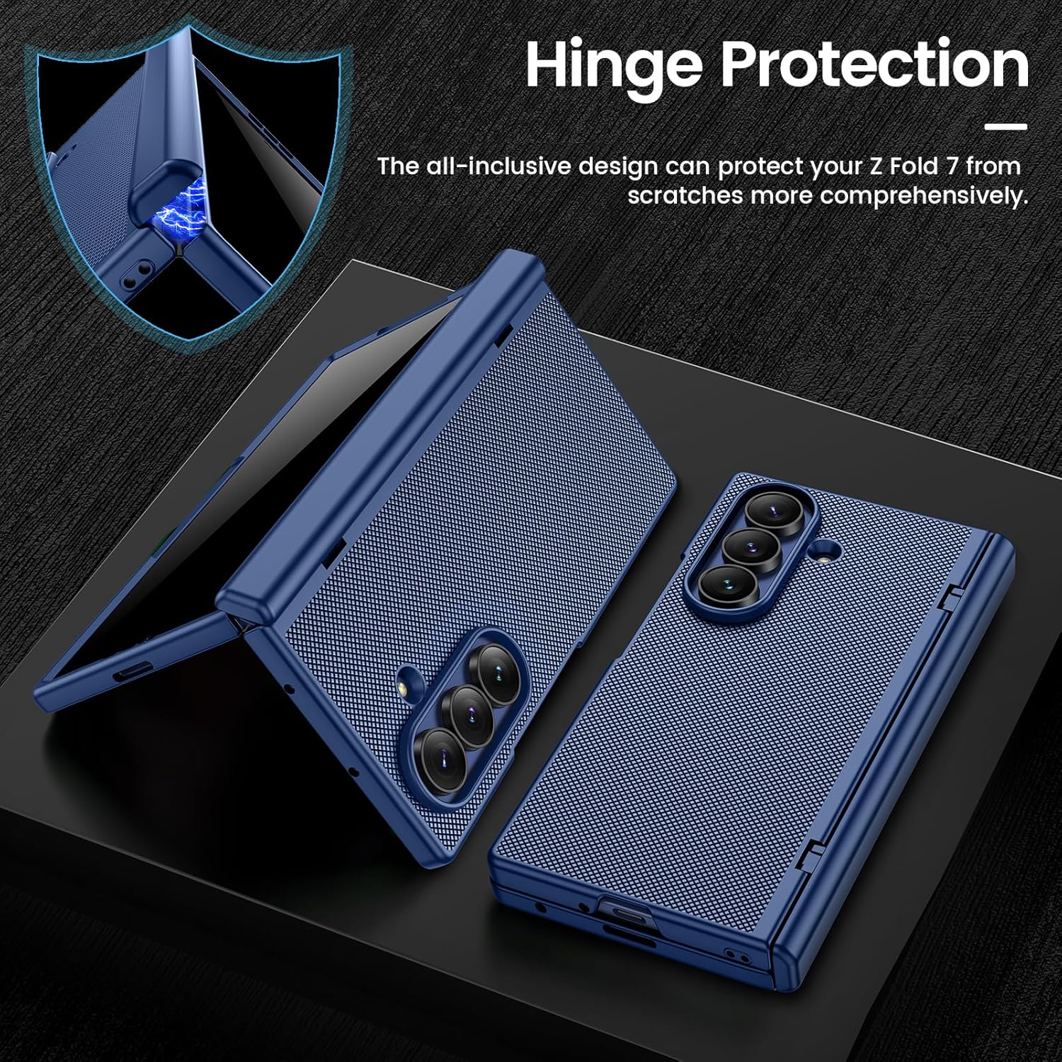 VEGO for Galaxy Z Fold 7 Case, Compatible with MagSafe, with [Hinge Protection][Front Privacy Screen Protector] Magnetic Slim PU Leather Protective Cover for Samsung Galaxy Z Fold 7 5G - Blue