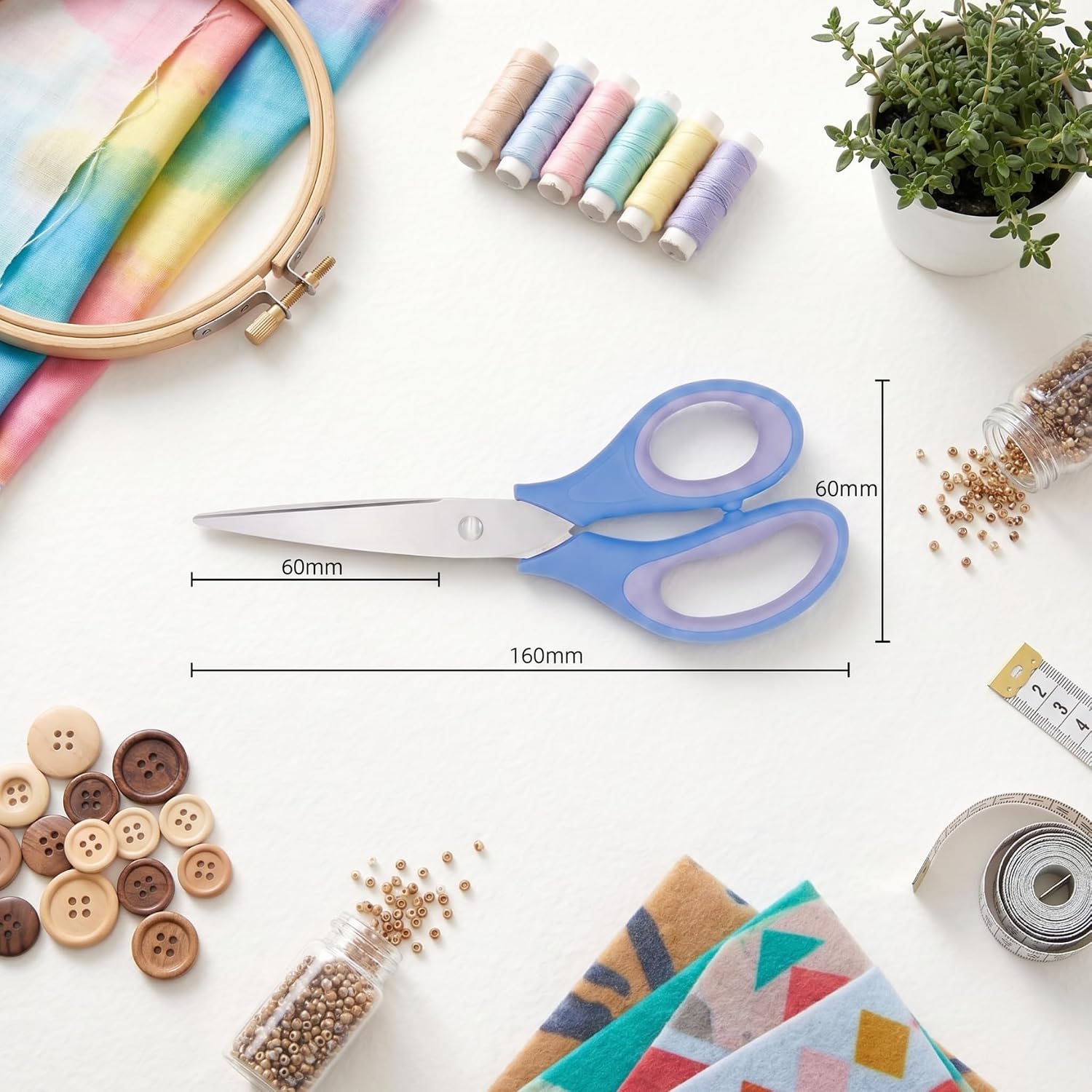 2-Pack 6.3-inch Blue Comfort Grip Scissors for Office, Crafts & School - Ultra Sharp Blades, Durable, Ideal for Kids & Adults Yard, Patio, Garden Cleaning