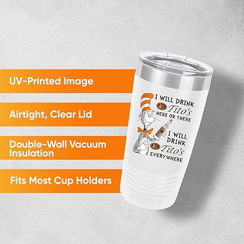 Miniatura 5 de Polar Camel Tito's Funny - Vaso térmico de acero inoxidable de 20 onzas, vaso aislado al vacío con tapa transparente, gran vaso de viaje, vasos de