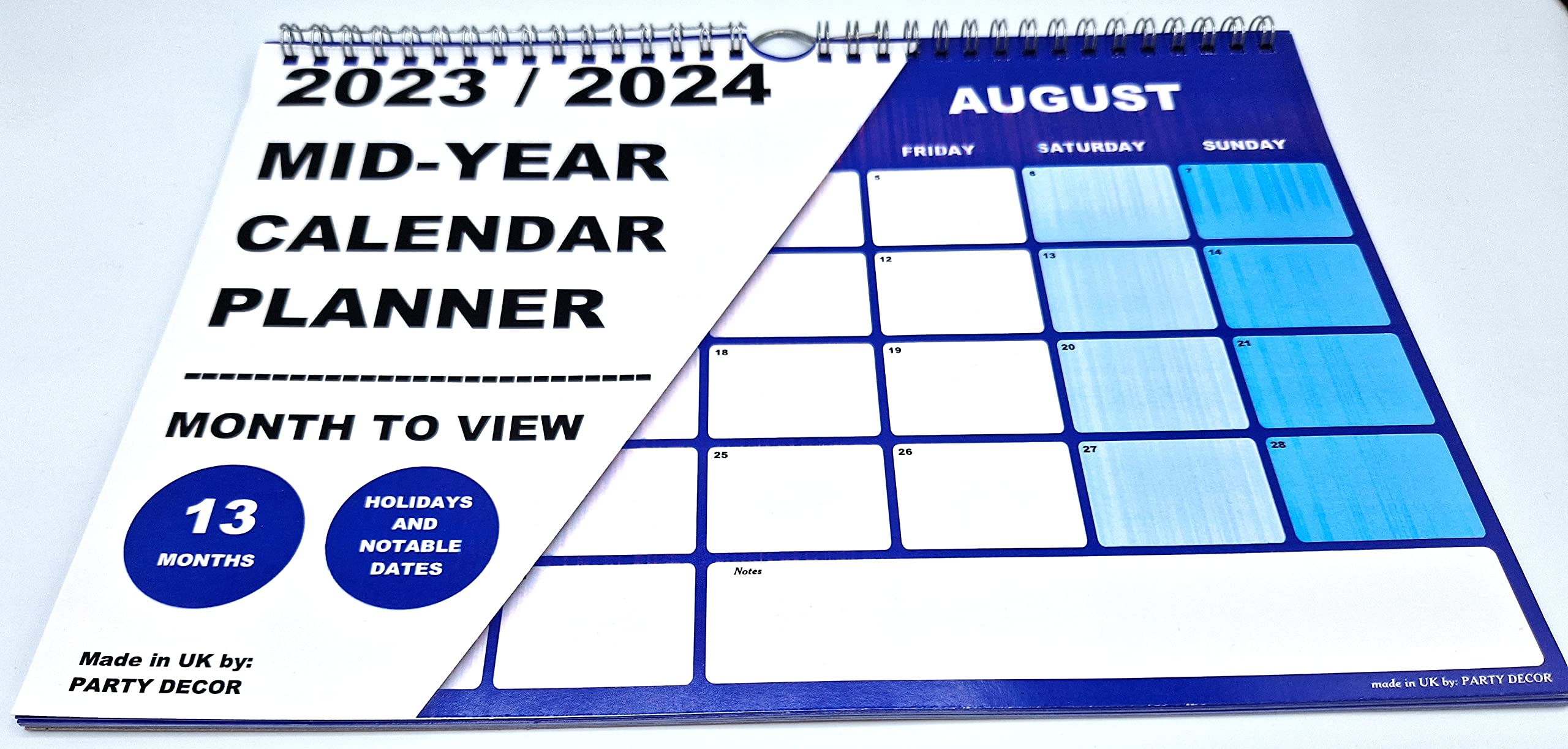 A4 Size Wire Bound Blue Mid Year Calendar 2023-2024, Month to View, Great for the Home Office, Classroom or Work Place - Image 3