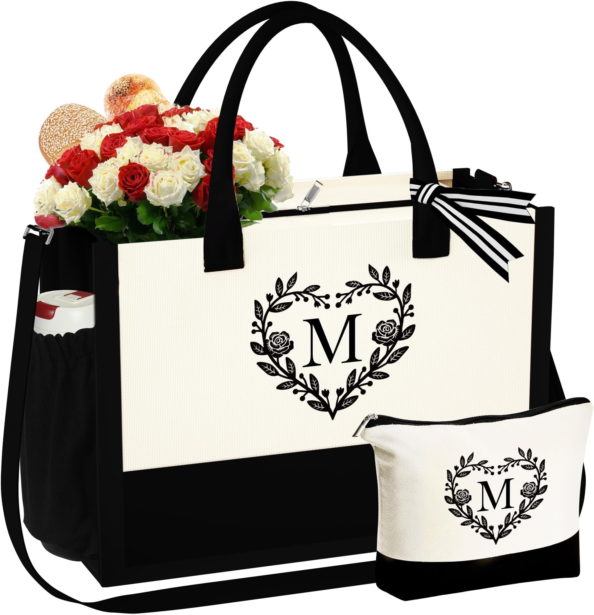 YOOLIFEChristmas Gifts for Women Mom - Birthday Gift Canvas Beach Tote Bag Godmother Gifts Stepmother Bonus Mom Ever Mom In Law Personalized Gifts Mother Grandma Nana Aunt Mothers Day Gifts Idea M