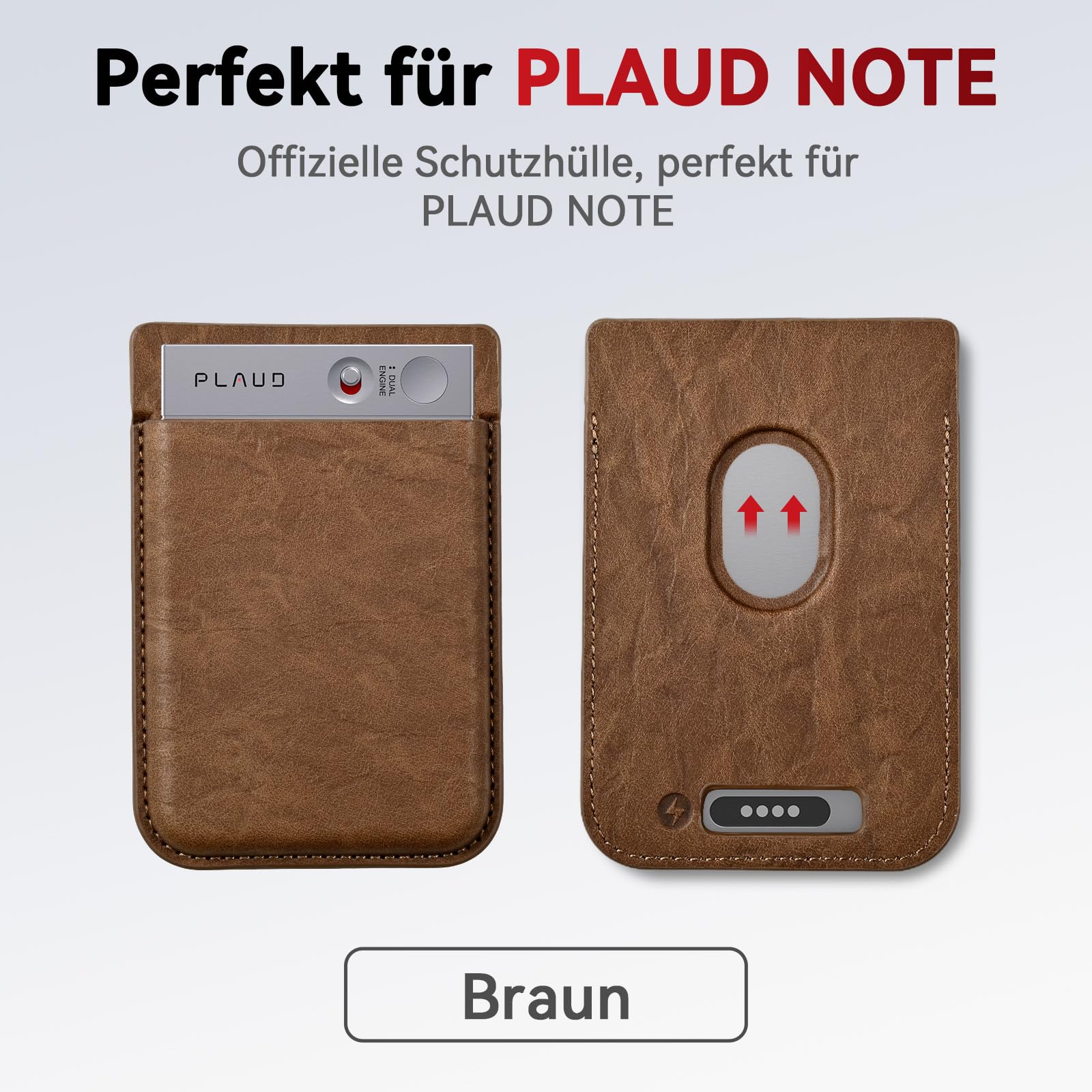 Diktiergerät Magnetische Hülle für Plaud Note, kompatibel mit Plaud Note KI Aufnahmegerät, tragbare Schutzhülle (Braun)