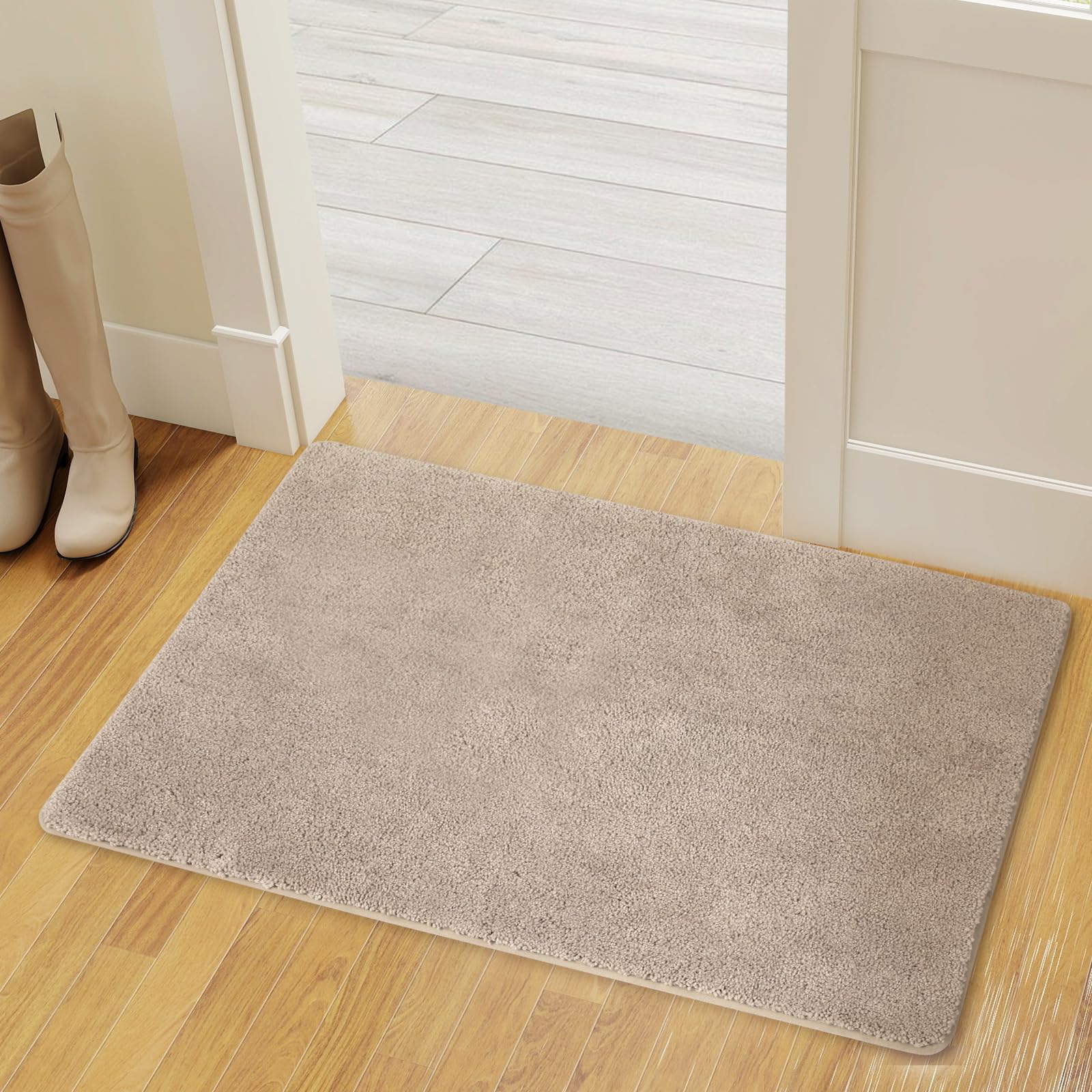 MARLOW Washable Non-Slip Door Mat Indoor 60 x 90 cm, Indoor Entrance Rug for Front & Back Door, Pet-Friendly Dirt Defender Mat, Super Absorbent Doormat for Shoes, Paws, and Mud, Beige