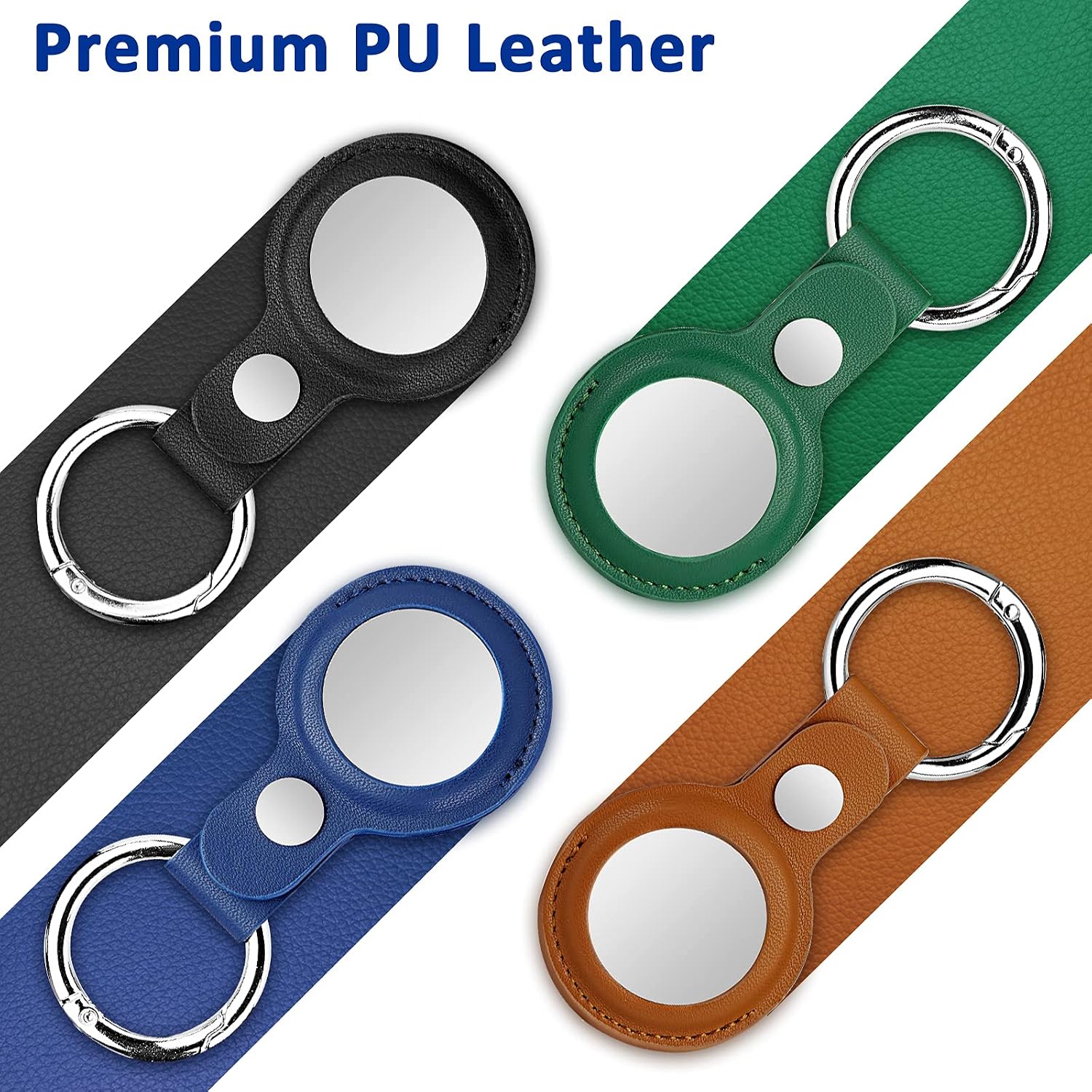 frevivim airtag keychain4 pack protective airtag holder case for keys bags and dogs collar compatible with apple airtags black blue green brown