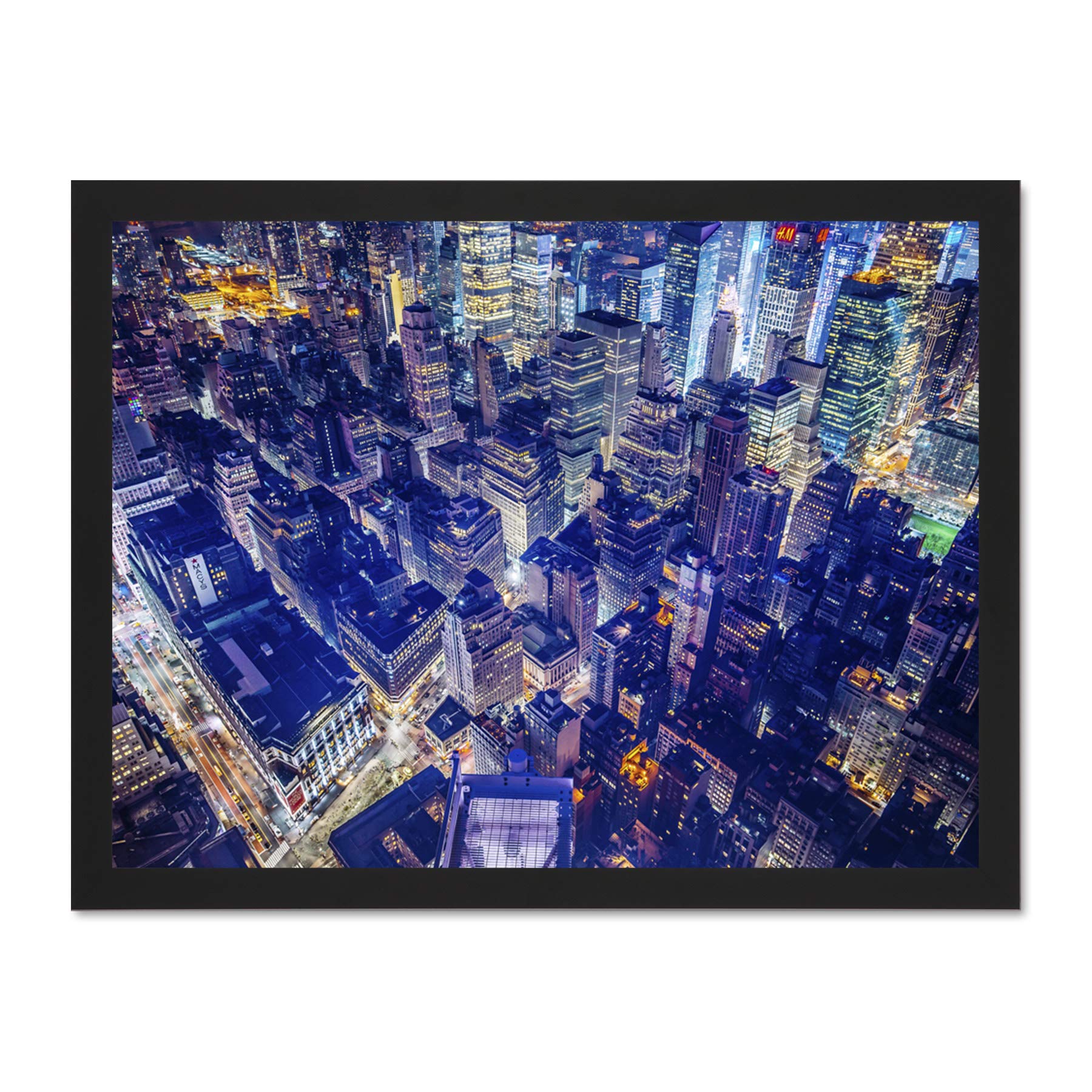 Aerial View York Night Large Framed Art Print Poster Wall Decor 18x24 inch