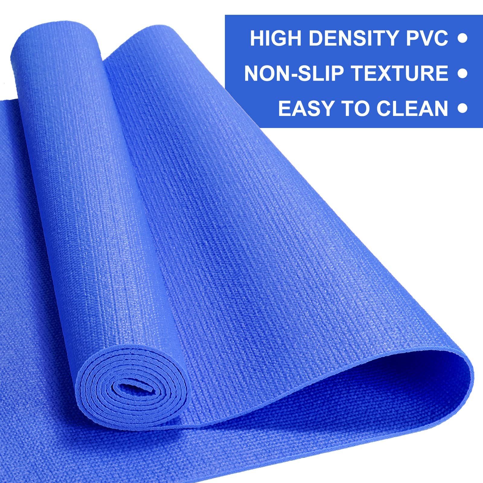 16 alfombrillas de yoga antideslizantes de 3 mm de grosor, para hombres y mujeres, gimnasio, fitness en casa (azul oscuro)