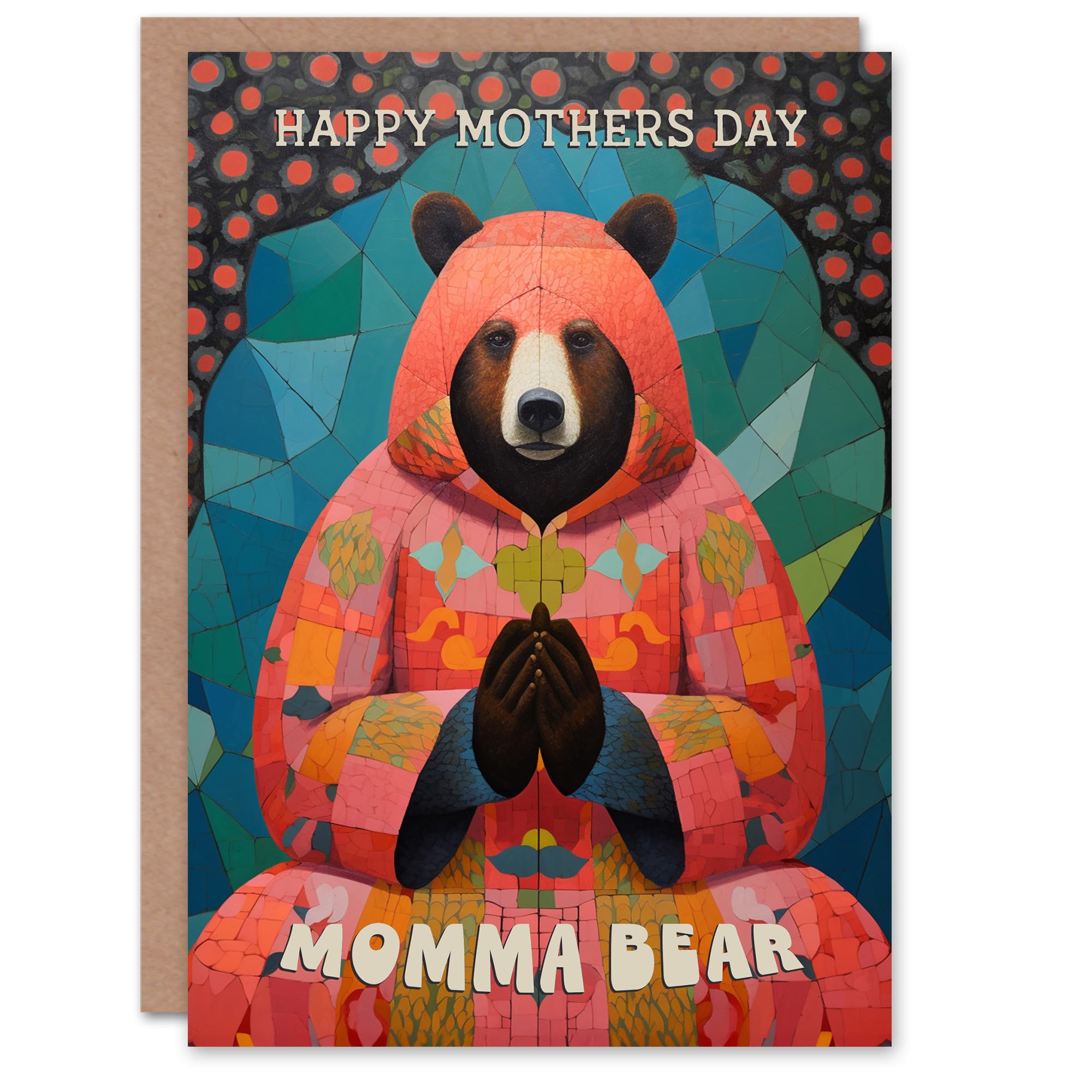 Artery8 Mother's Day Greeting Card Momma Bear Happy Meditation For Mum