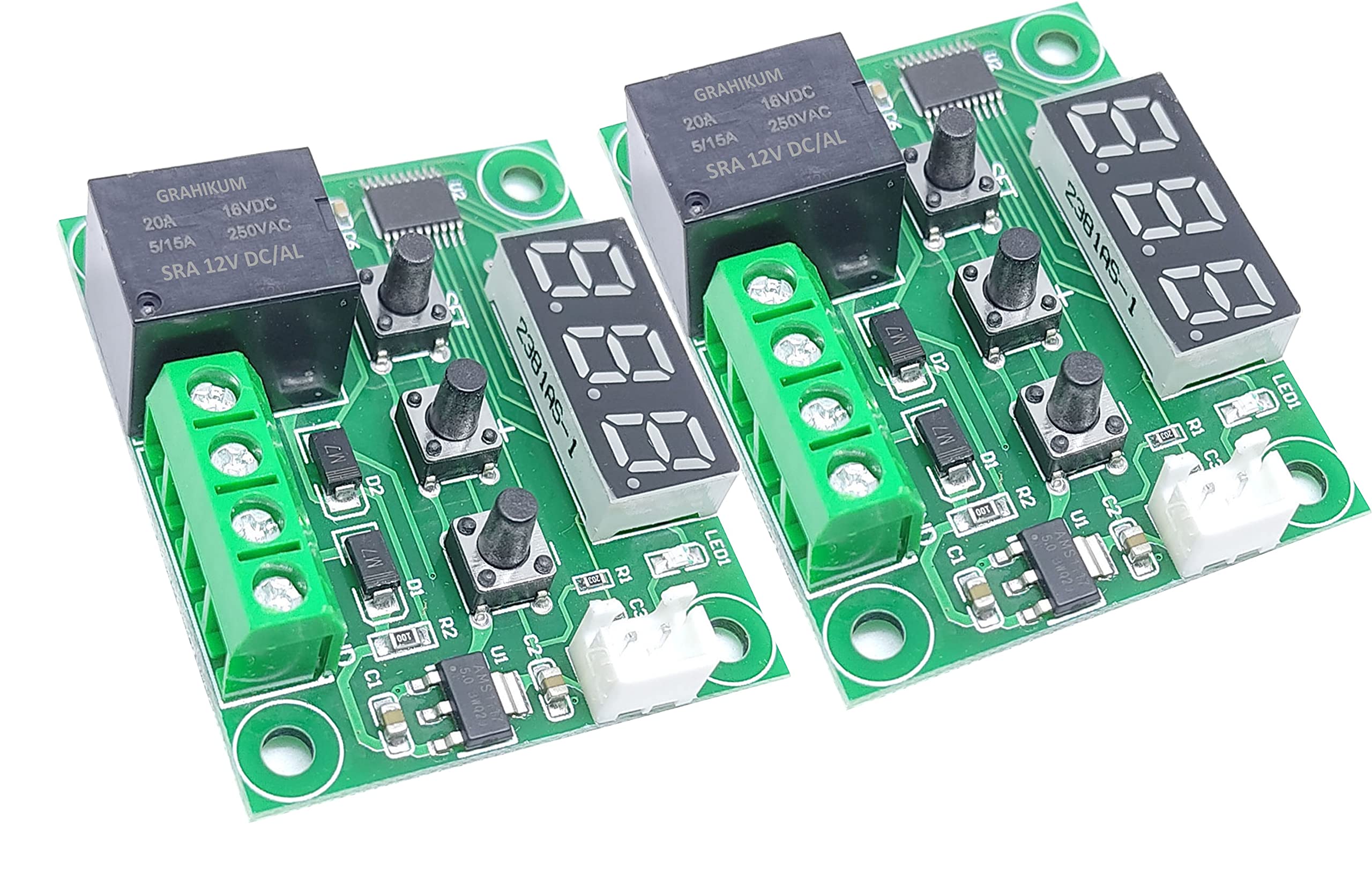 Manushre Manas Enterprises W1209 Digital LED DC 12V + NTC Sensor heat cool temp thermostat temperature switch Module On/Off Controller electronic Board DIY(Pack of 2)