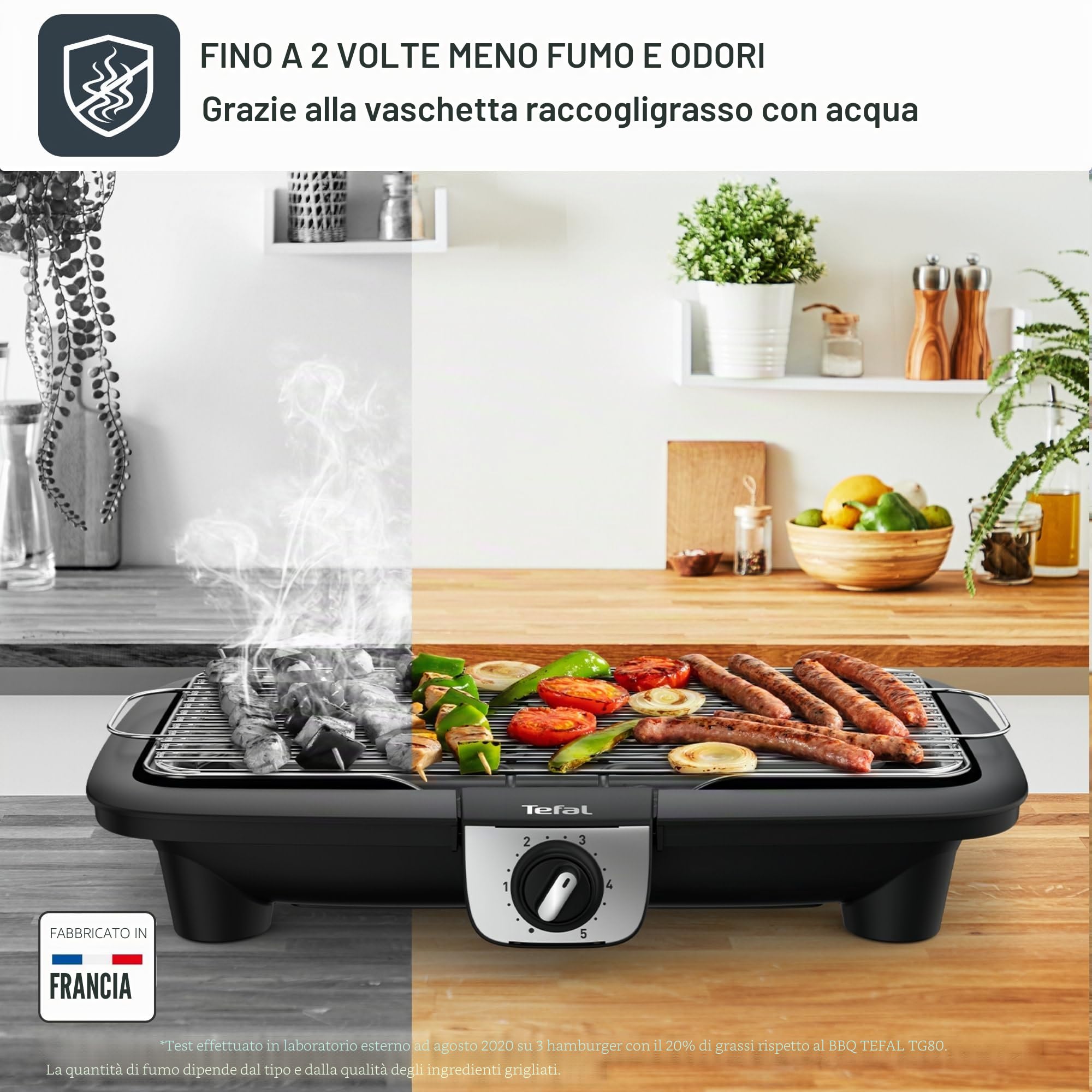 Tefal EasyGrill XXL Barbecue Elettrico 2500W Termostato Regolabile Antivento