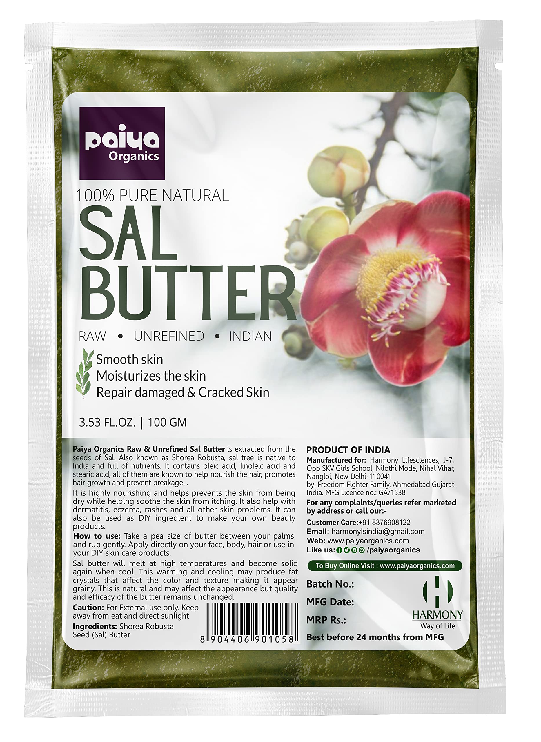 100% Pure Natural Sal Butter Raw | Unrefined | Indian Great for Smooth ,Moisturize, Repair Damaged & ed Skin & Hair, DIY Products 100gm