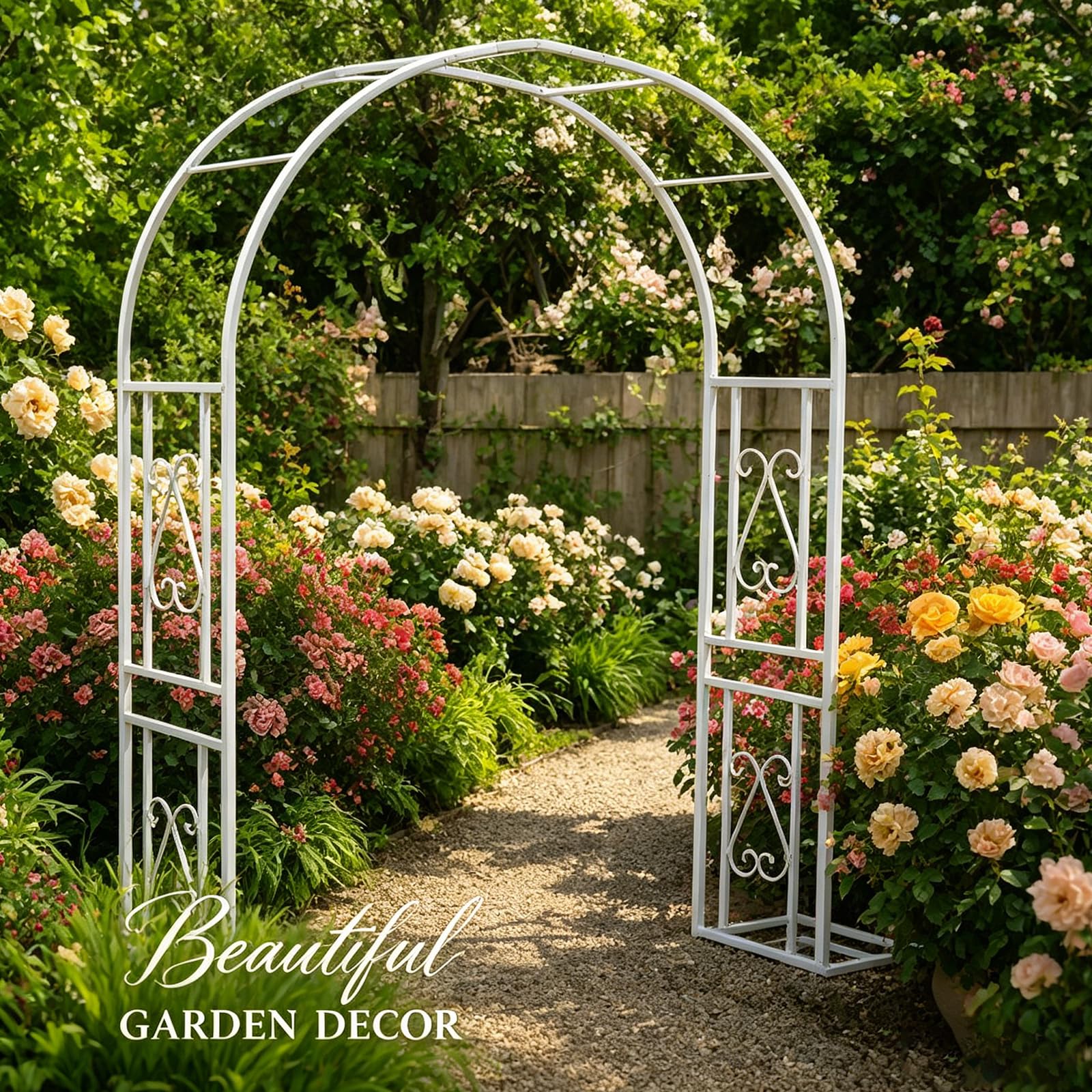Rosenbogen,Gartenbogen aus Metall,Garten Dekoration mit Sockel, Tragbarer Blumengirlanden Rahmen für Party, Hochzeitsdekoration Outdoor(L180xW40xH230cm)