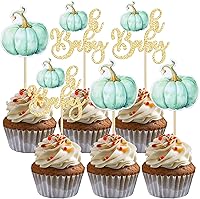 Vista 16 de 24 piezas de calabaza revelación de género para cupcakes con purpurina de calabaza pies de bebé, selecciones de cupcakes para niños o niñas