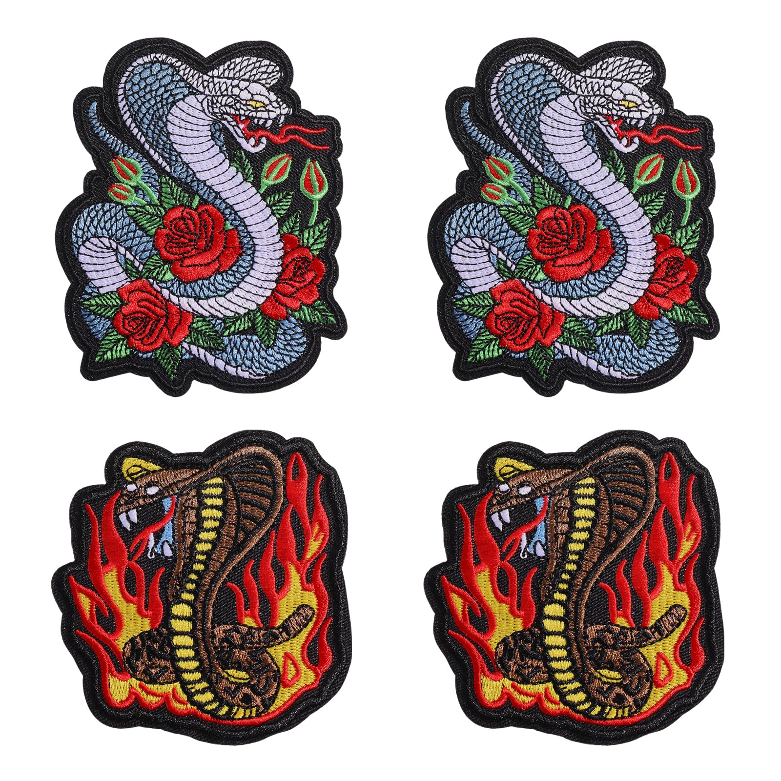 Écusson brodé serpent et roses avec finitions haute densité pour vêtements