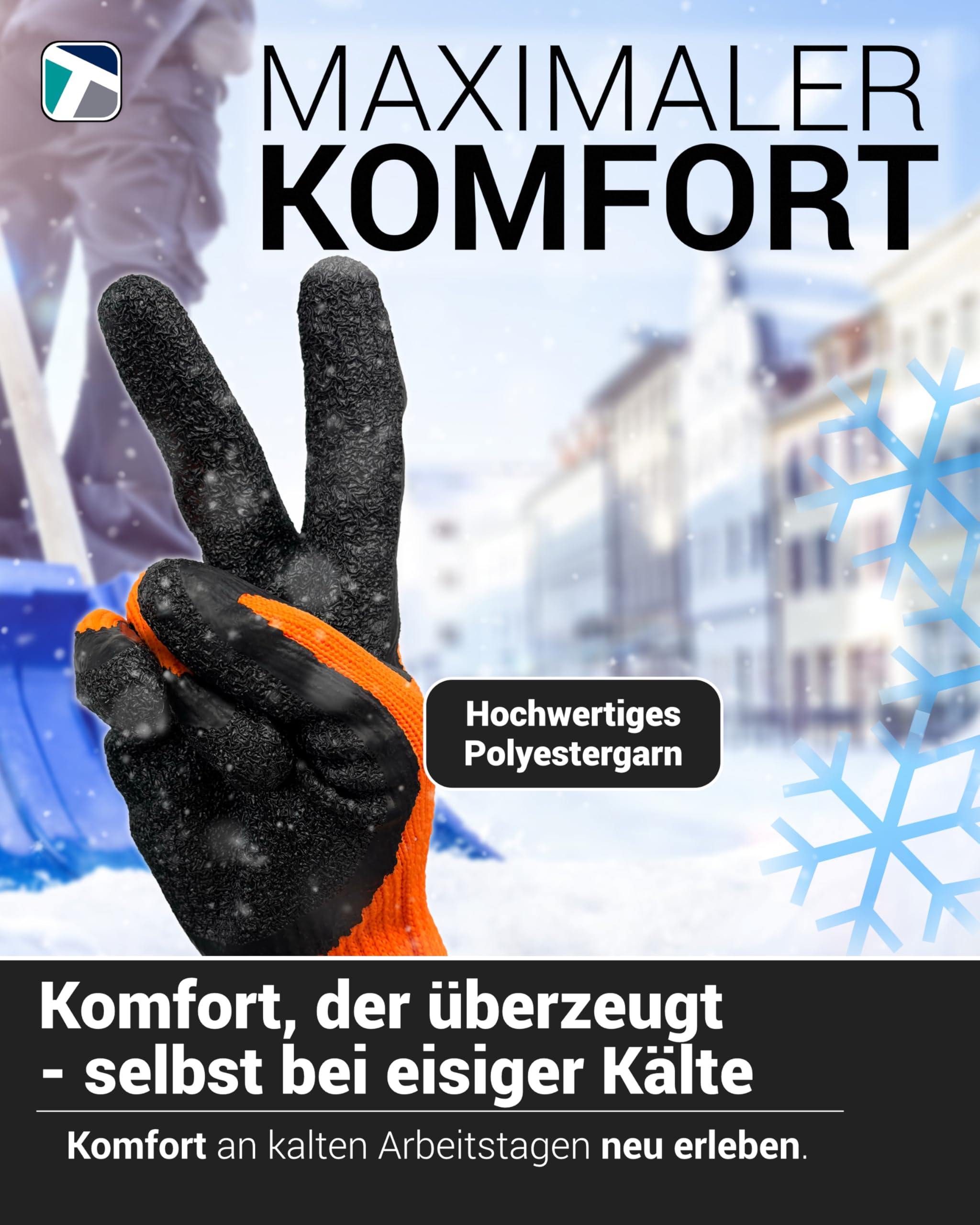 Trevendo Gants d'hiver 24 paires - gants isolants avec revêtement en latex - protection contre le froid - gants de sécurité - gants de travail - temps froid - utilisation polyvalente - taille 9