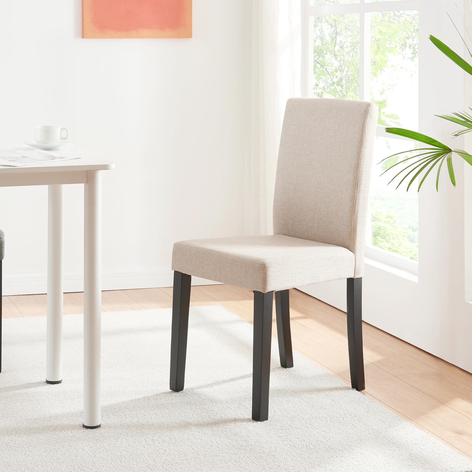 [en.casa] Krzesła do jadalni Hamburg zestaw 6 krzeseł kuchennych tekstylnych krzesło tapicerowane 89 x 43 x 54 cm nogi drewniane beżowe