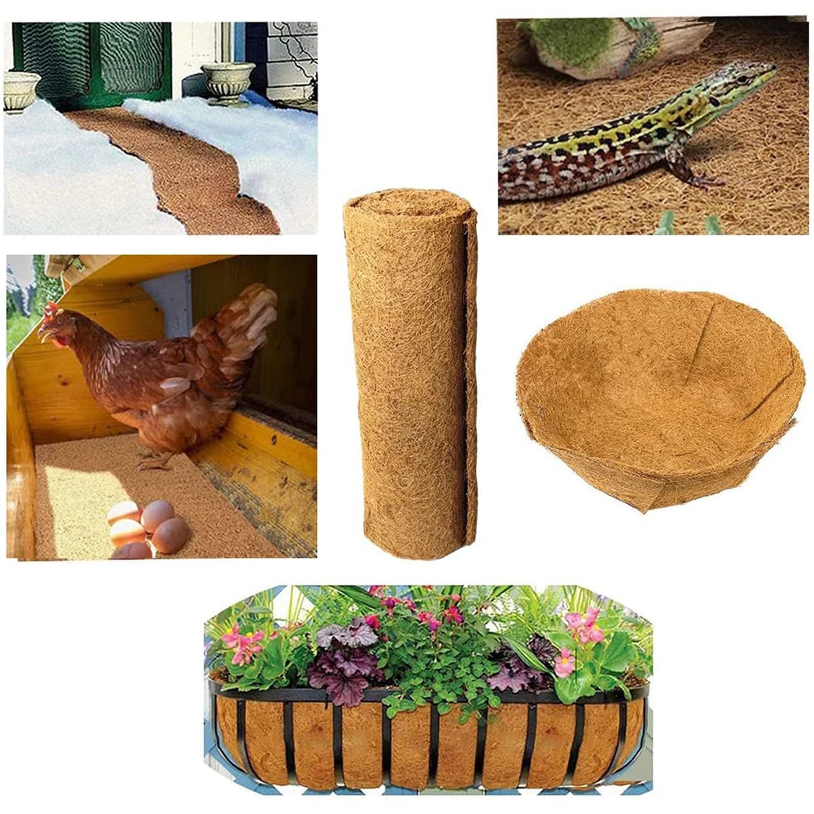 Kokosmatte Pflanzenfaserrolle, Reptilienteppichmatte, Einstreu, Isolierung for Blumentöpfe, Kokosfasereinlage