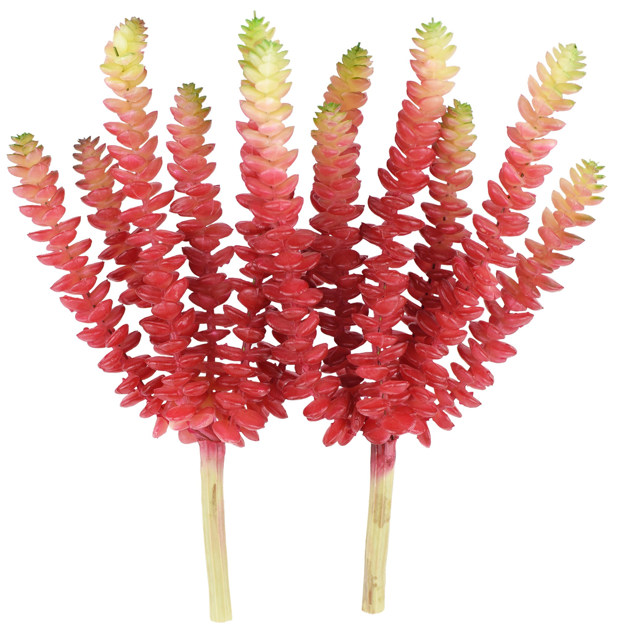 FiveSeasonStuff 6 Stems x 2 Pcs Red Realistic-Looking Artificial/Faux/Fake Succulent Unpotted Plant Bulk for Decoration, Gifts, DIY