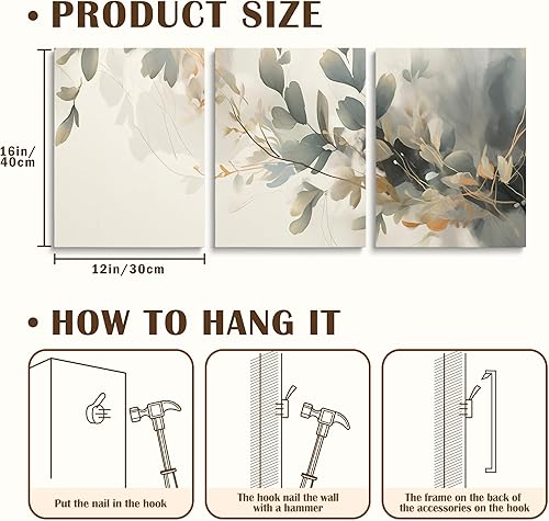 Miniatura 6 de Castle Fairy Magical Mysterious Style Canvas Wall Art Set of 3,Bookshelf Bookcase Wall Hangings for Living Room Bedroom,Modern Building Trees Paint