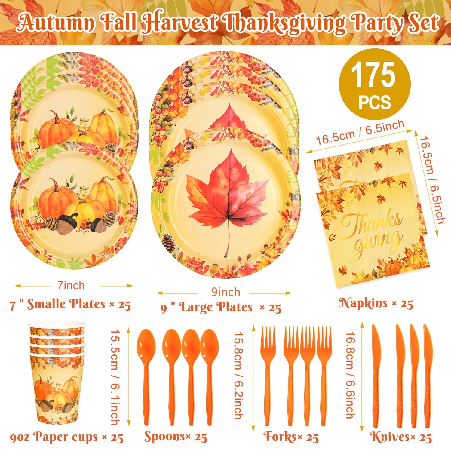 Fall Maple Leaves Dinnerware Set - 25 Piece -2 Fall Maple Leaves Dinnerware Set - 25 Piece -2