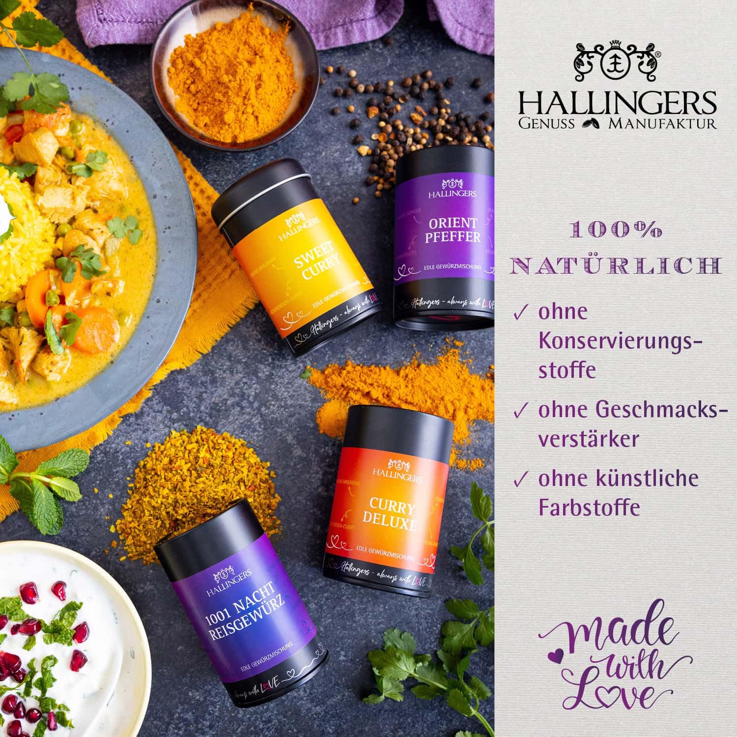 Hallingers Genuss Manufaktur Gewürz Geschenk-Set - Selektion unserer Besteller als Probierset in edlen Aromadosen & Tragetasche "Orientalische K...", Geschenkidee für Männer Freund