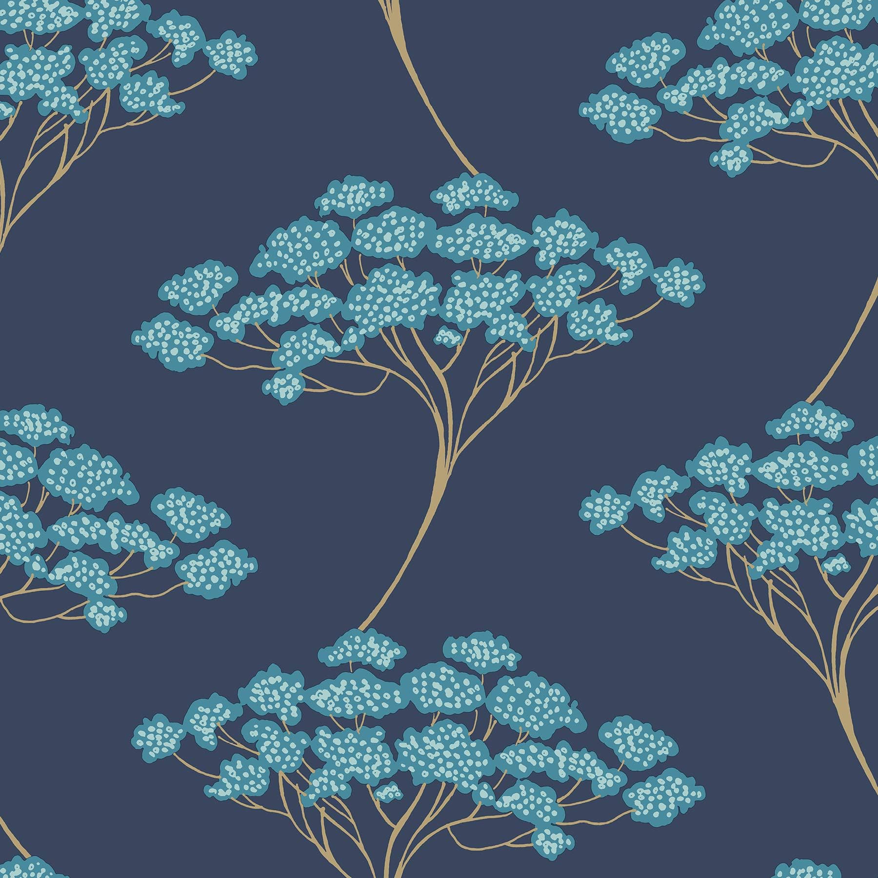 NuWallpaper NUS3830 Navy Secret Garden Peel & Stick Wallpaper, Blue