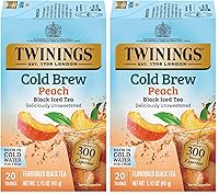 Vista 13 de Twinings Peach Cold Brew - Bolsas de té helado, 20 unidades (paquete de 6), té negro con sabor sin azúcar, con cafeína, 120 bolsitas de té