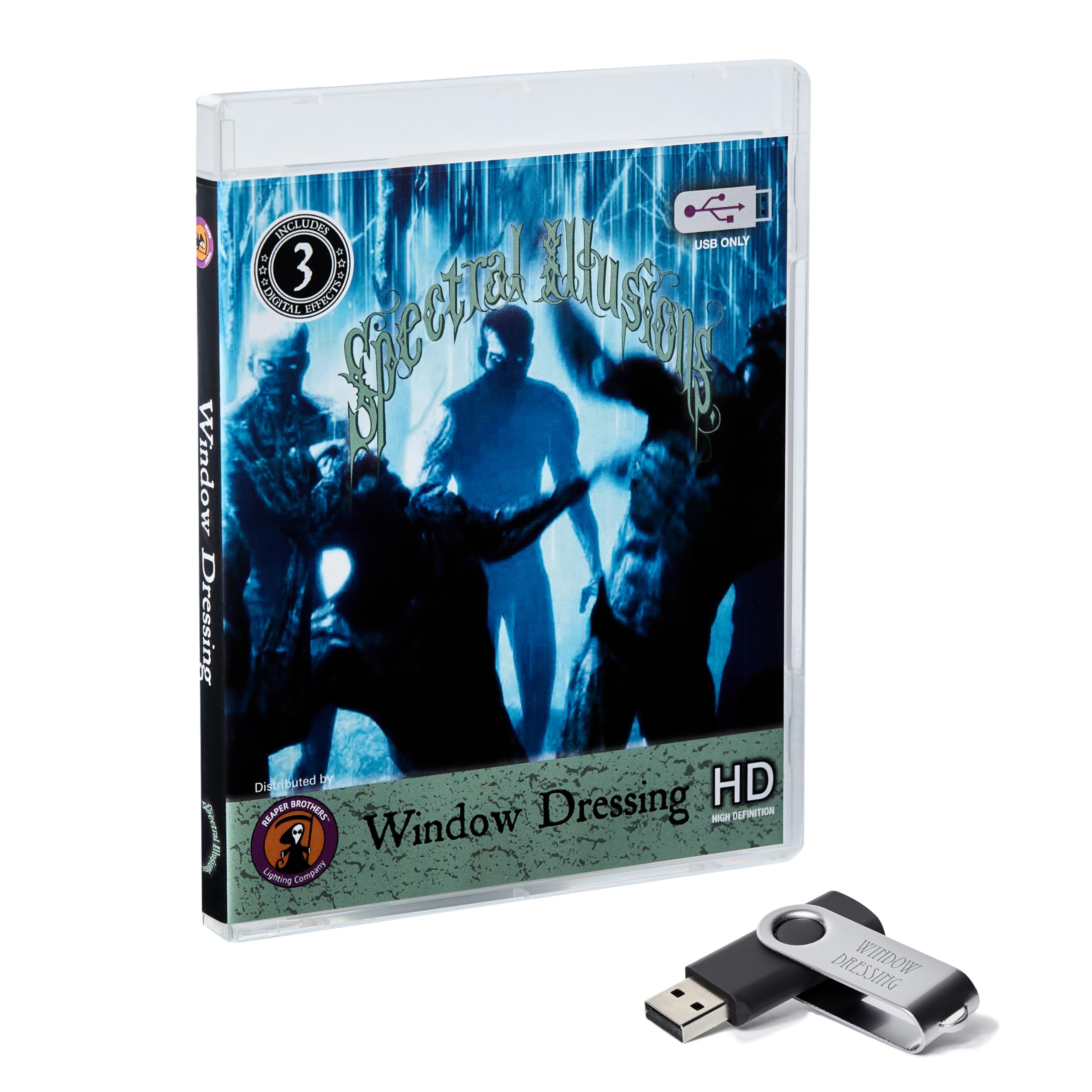 Spectral Illusions Window Dressing Halloween Digital Decoration Video on USB. Contains 3 Different Scenes.