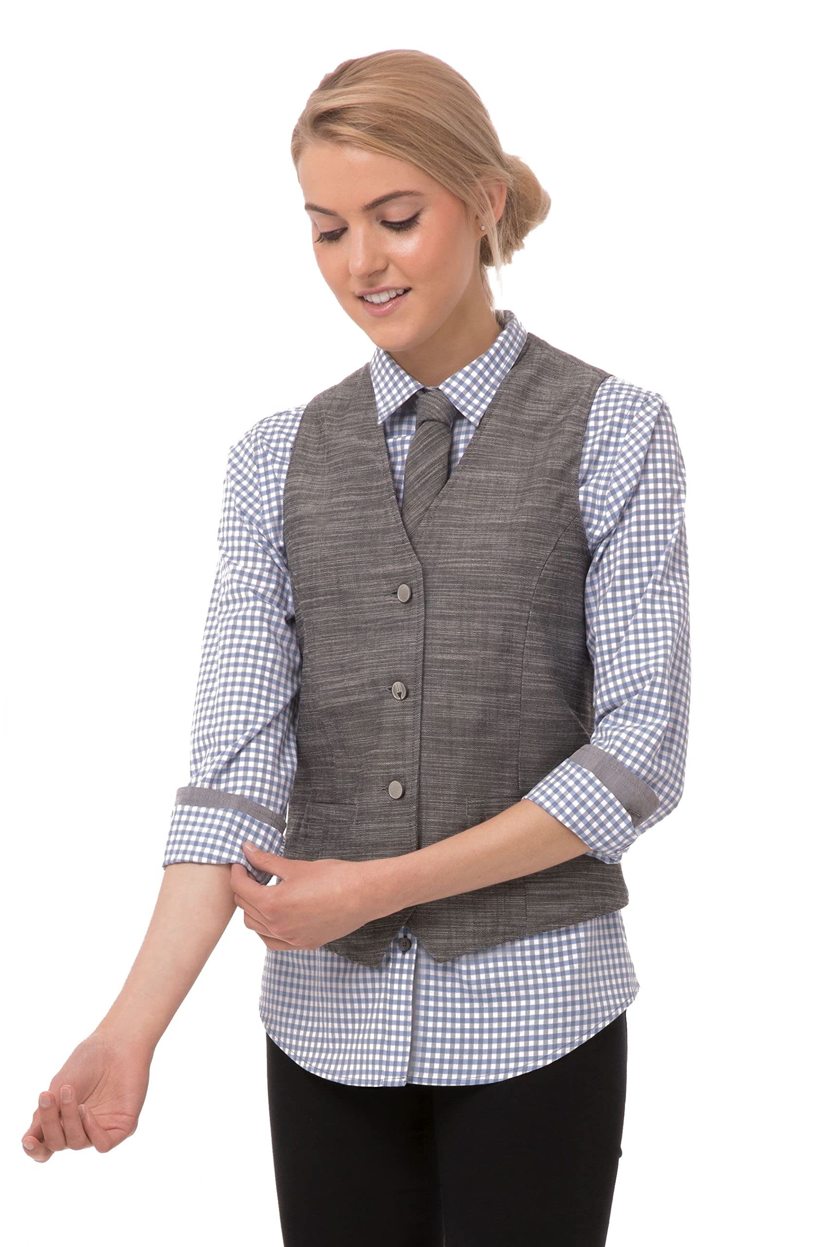 chef works Women's Augustine Vest, Gray, L-picture-13